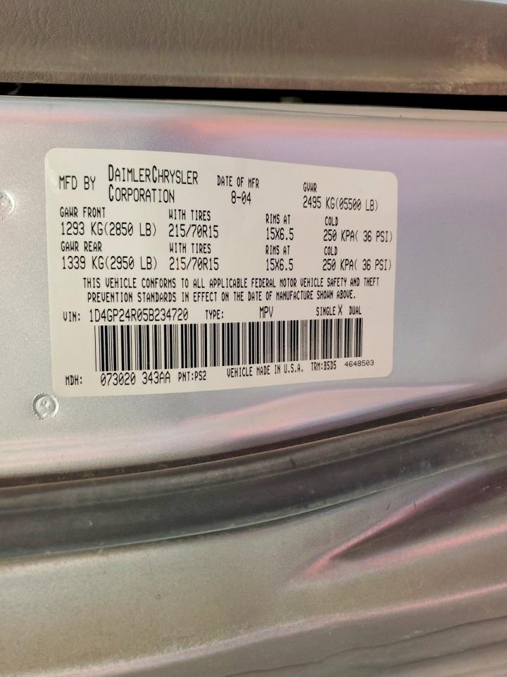 2005 Dodge Grand Caravan Se Silver vin: 1D4GP24R05B234720