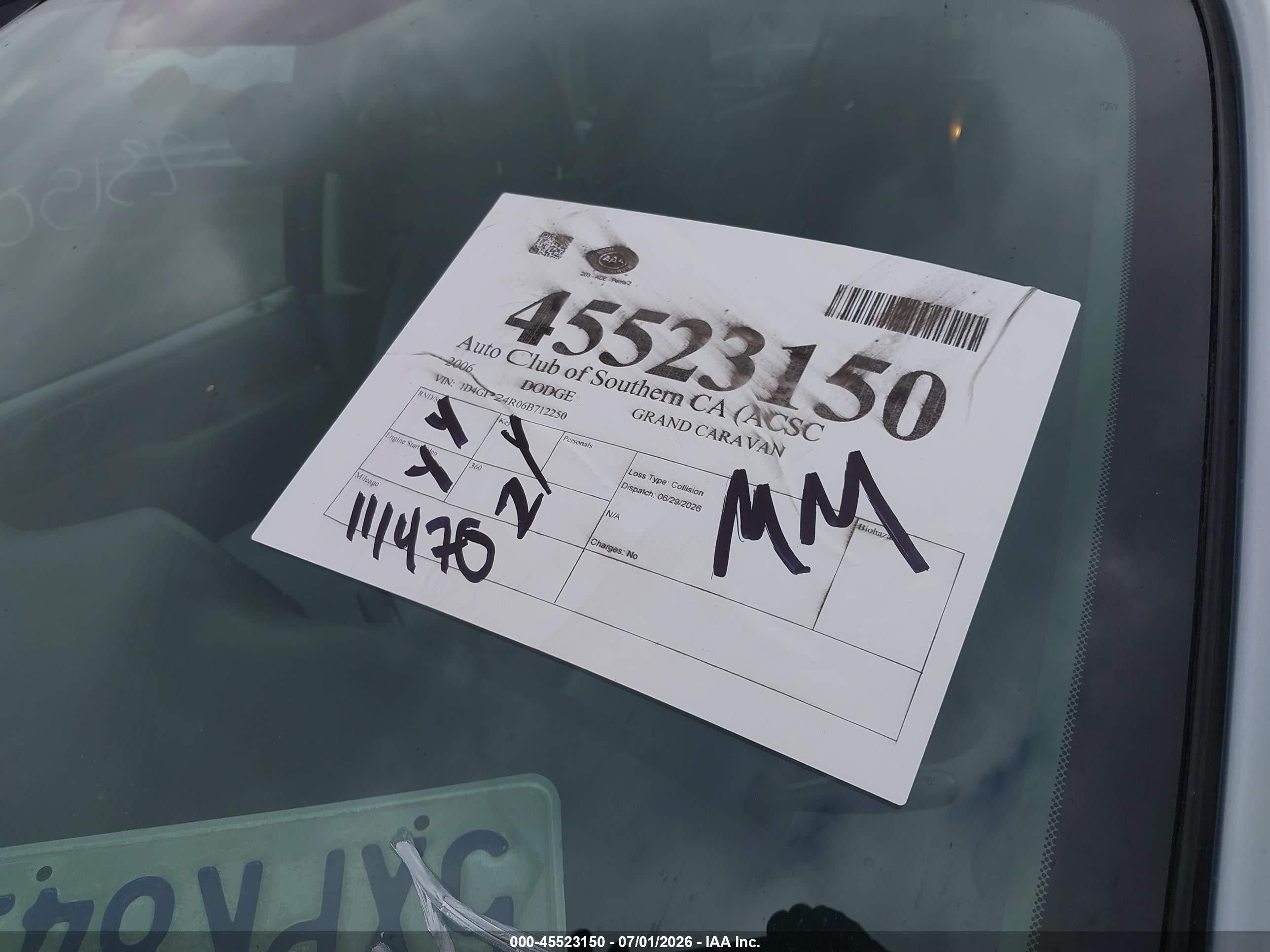 2006 Dodge Grand Caravan Se Blue vin: 1D4GP24R06B712250