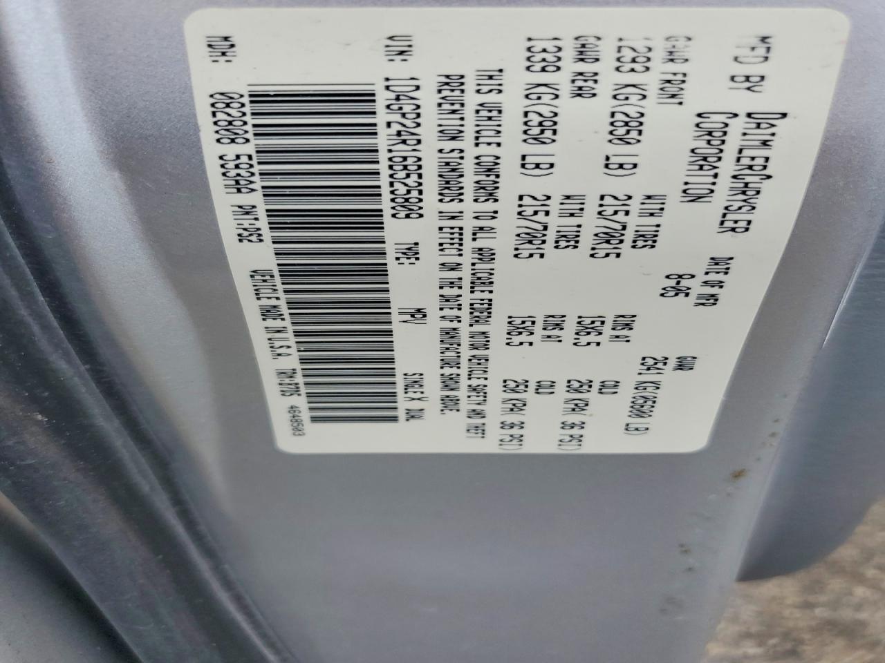 2006 Dodge Grand Caravan Se Silver vin: 1D4GP24R16B525809