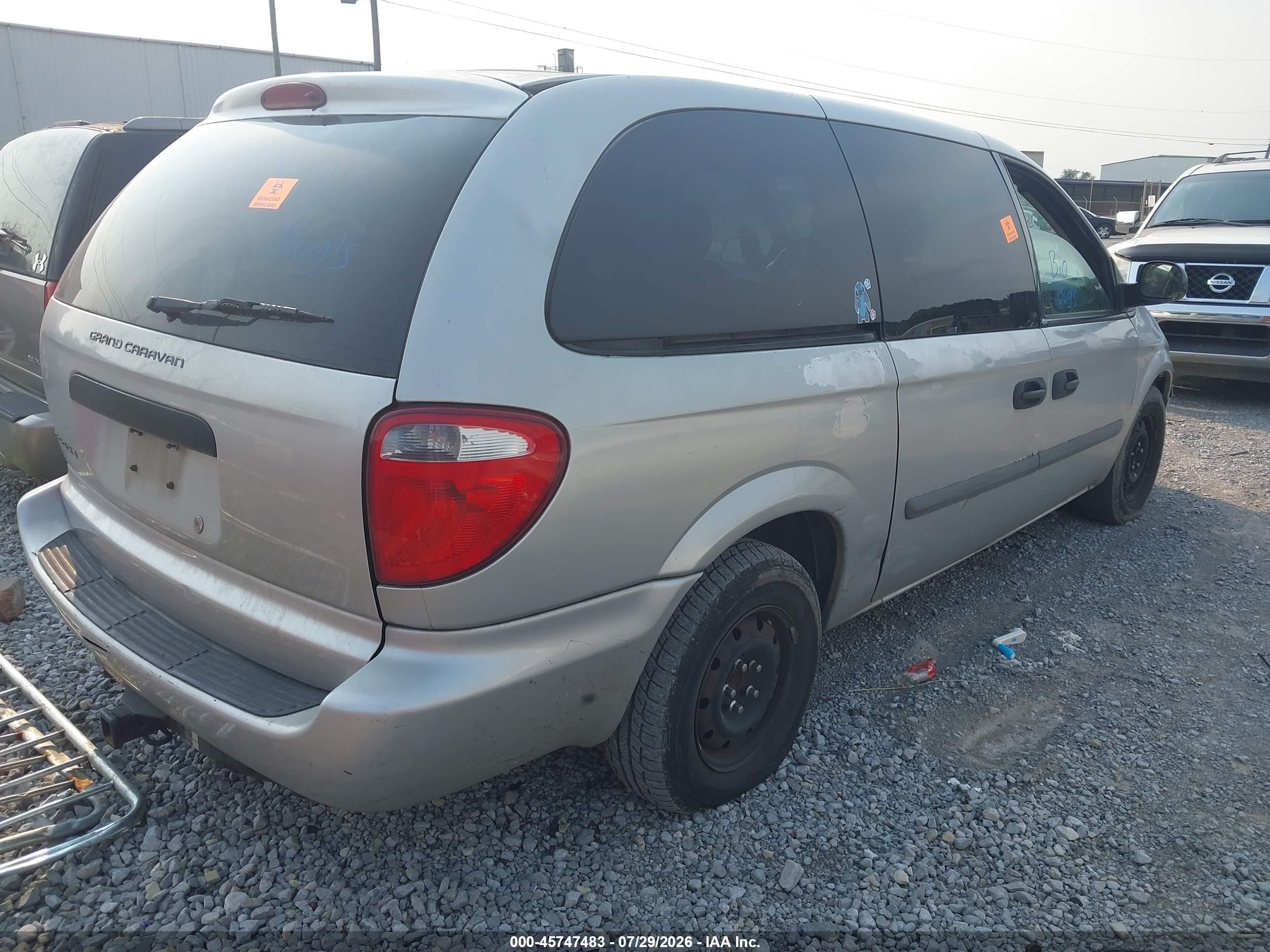 2007 Dodge Grand Caravan Se Silver vin: 1D4GP24R17B124908
