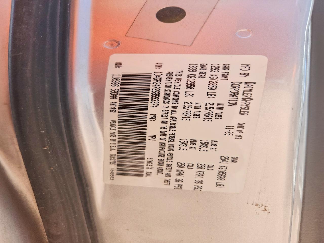 2006 Dodge Caravan/grand Caravan Base, C Silver vin: 1D4GP24R26B593374