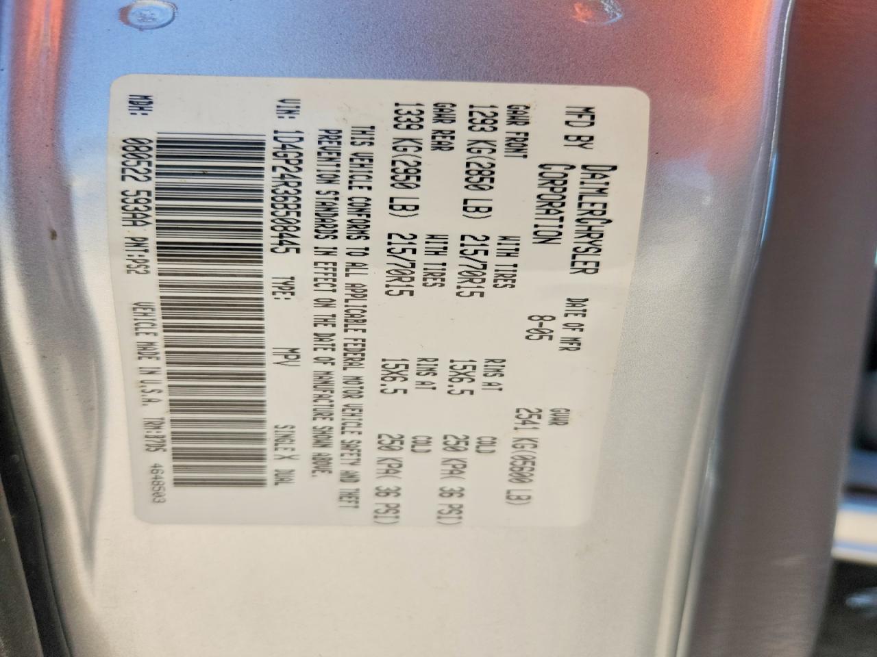 2006 Dodge Grand Caravan Se Silver vin: 1D4GP24R36B508445