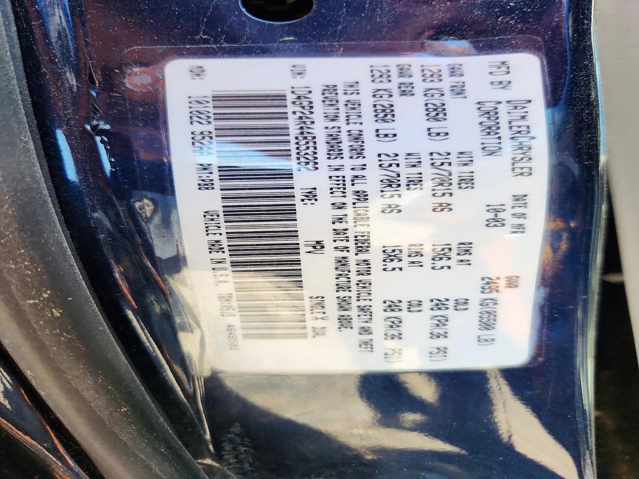 2004 Dodge Grand Caravan Se Blue vin: 1D4GP24R44B553262