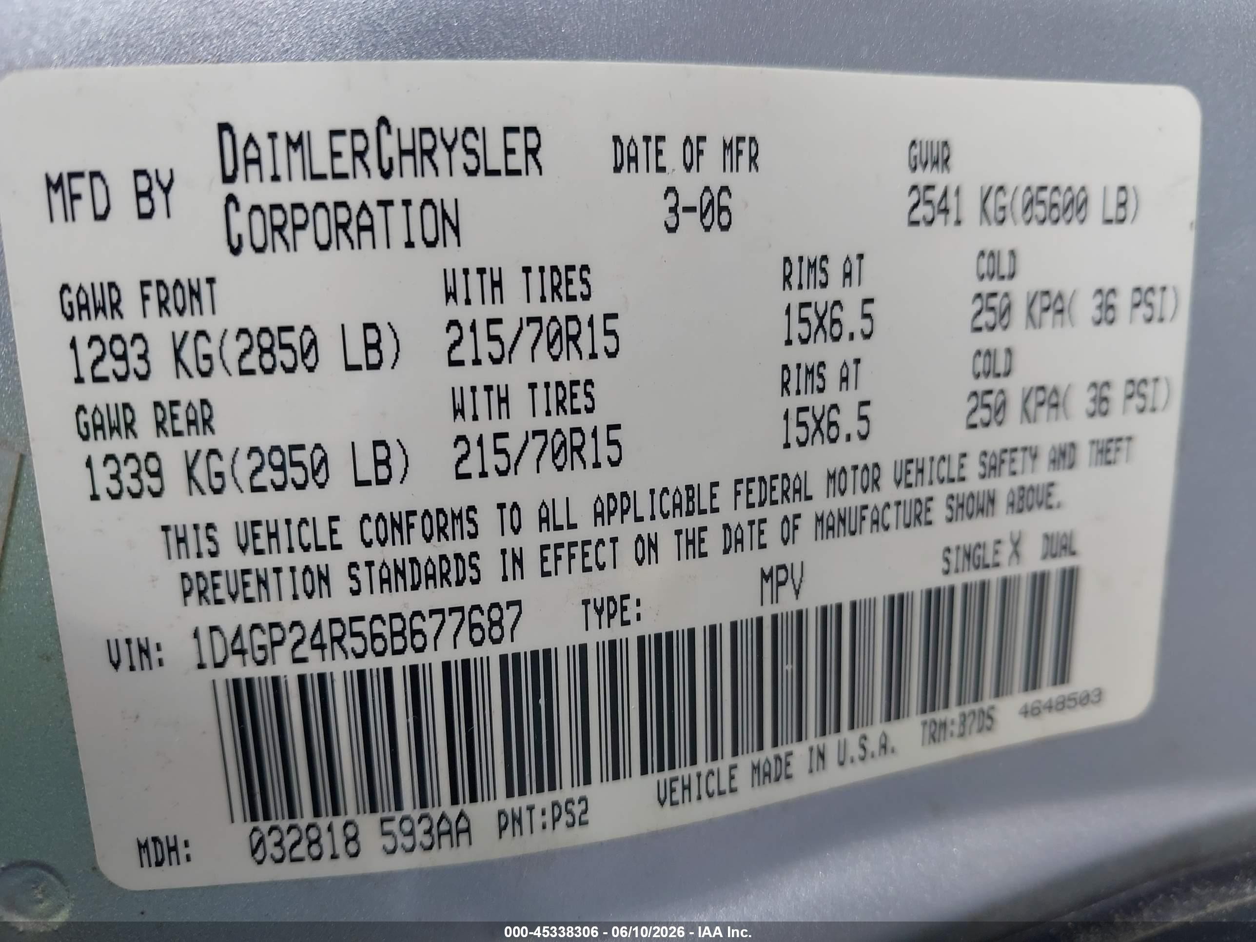 2006 Dodge Grand Caravan Se Silver vin: 1D4GP24R56B677687