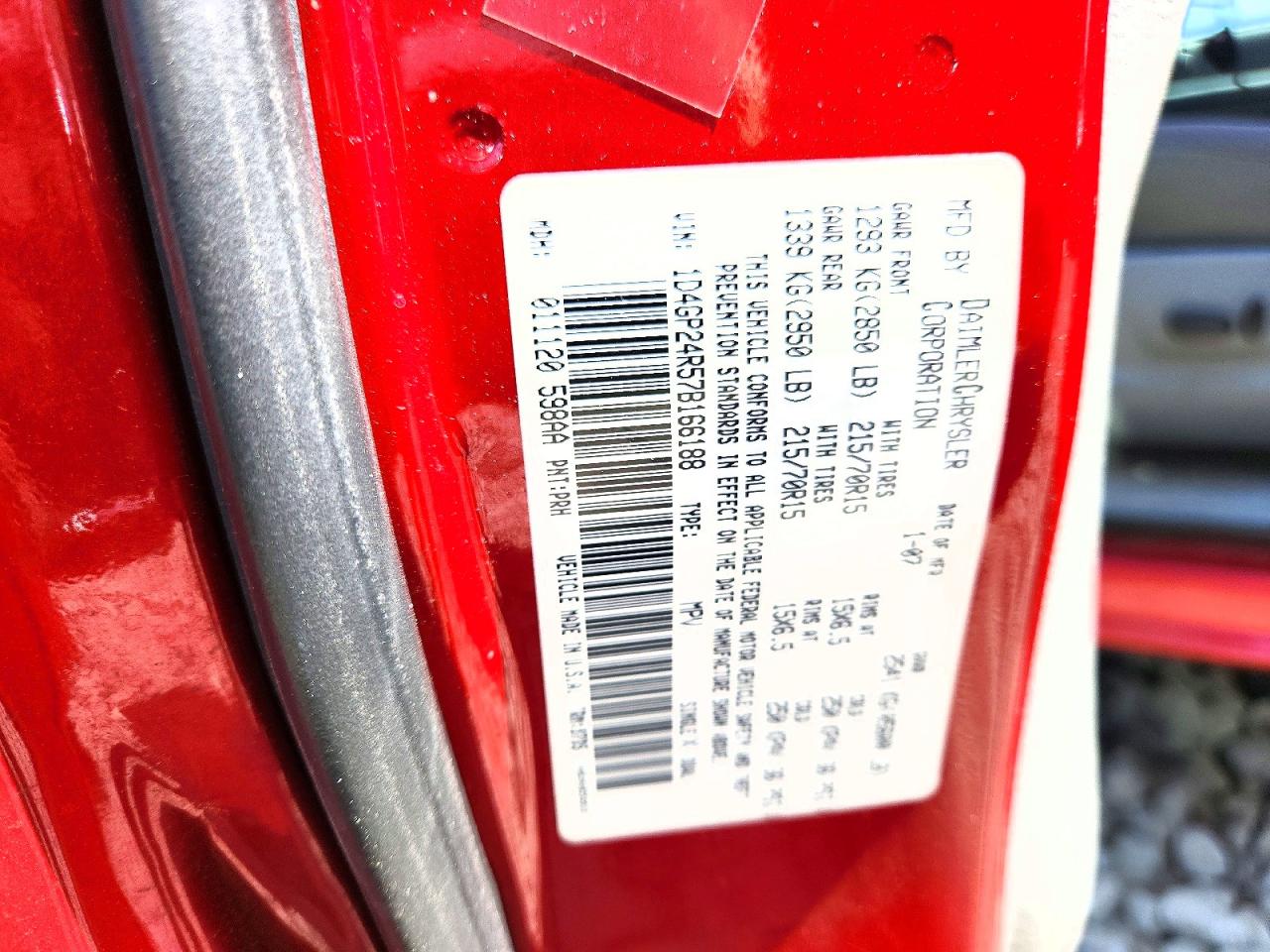 2007 Dodge Grand Caravan Se Red vin: 1D4GP24R57B166188
