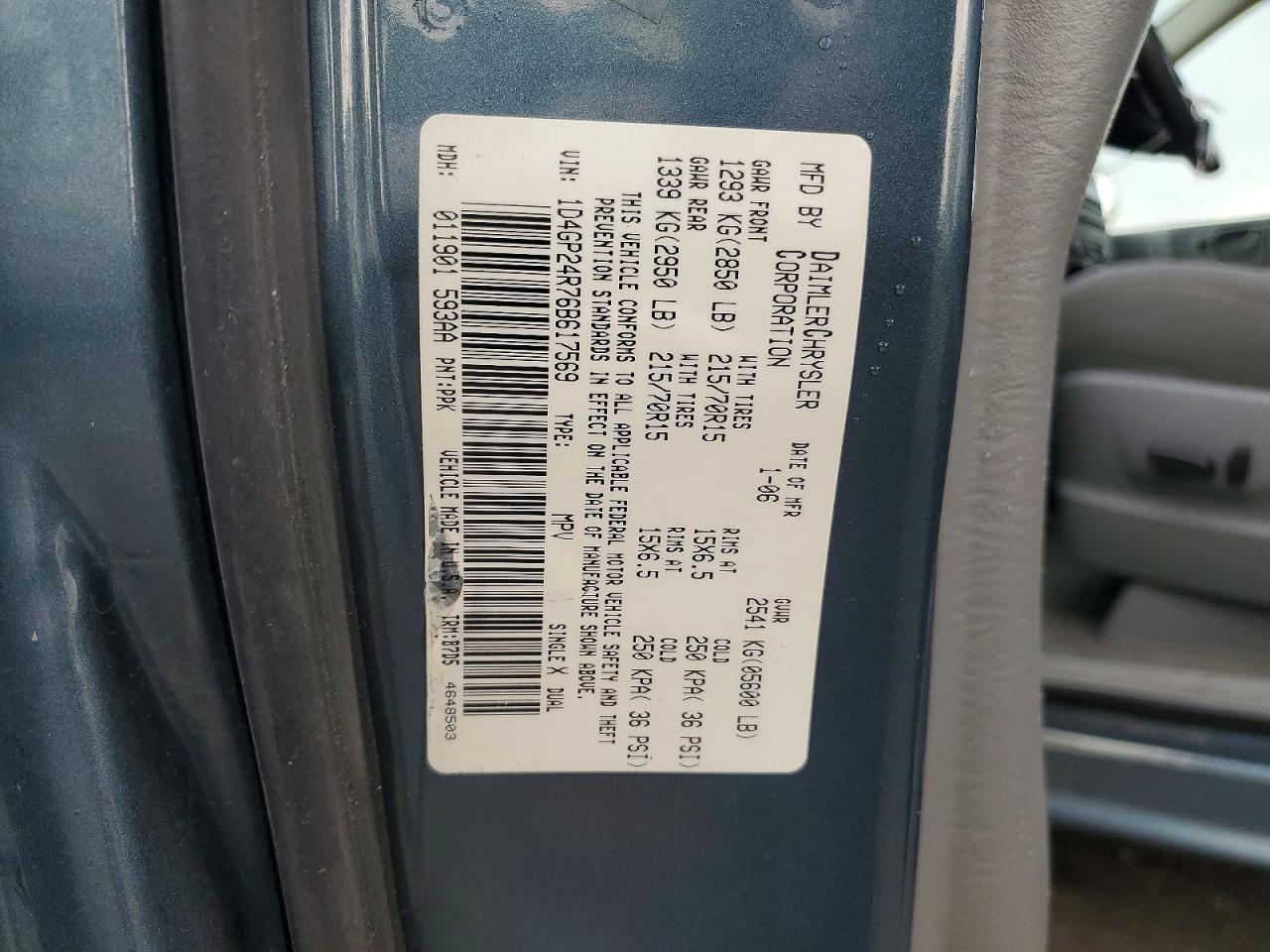 2006 Dodge Grand Caravan Se Gray vin: 1D4GP24R76B617569