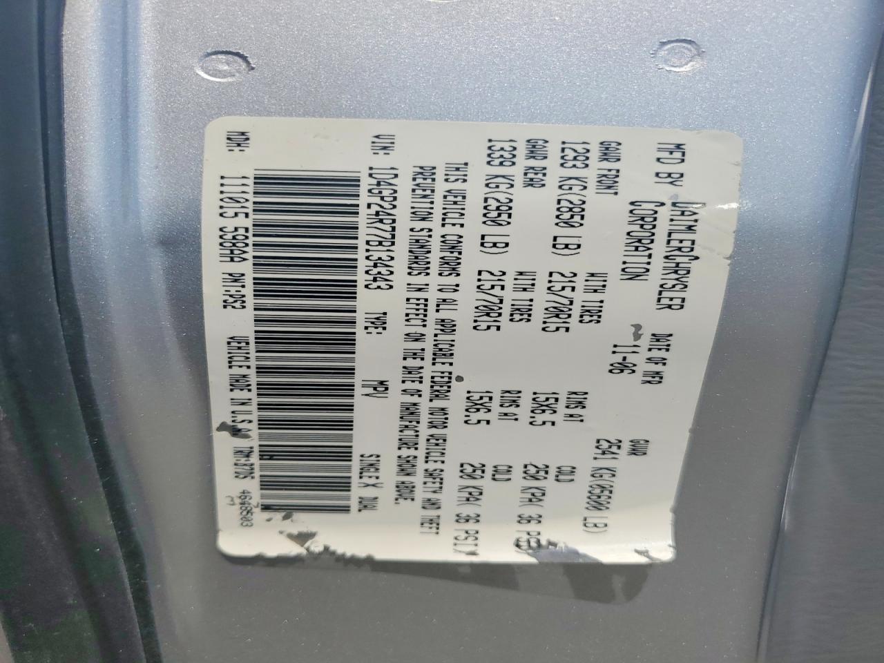 2007 Dodge Grand Caravan Se Silver vin: 1D4GP24R77B134343