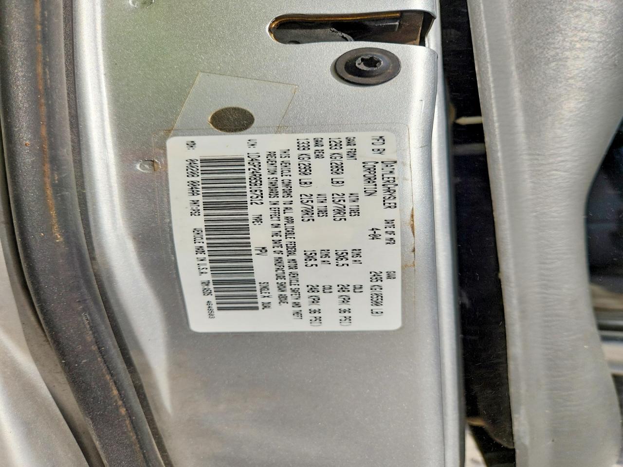 2005 Dodge Grand Caravan Se Silver vin: 1D4GP24R85B167512