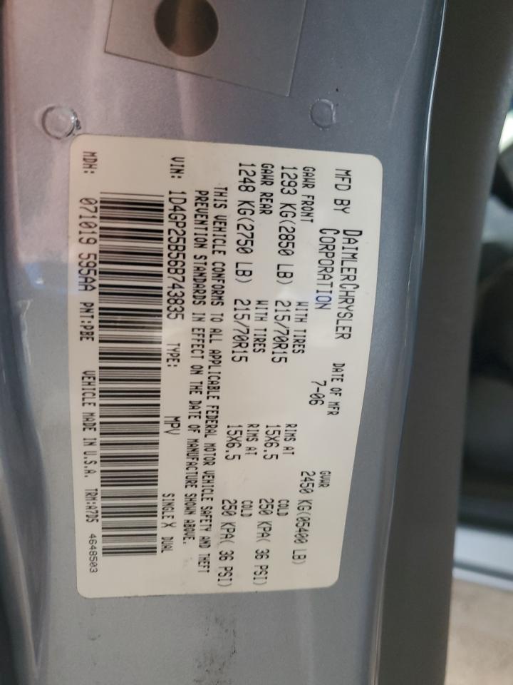 2006 Dodge Caravan Se Blue vin: 1D4GP25B56B743835