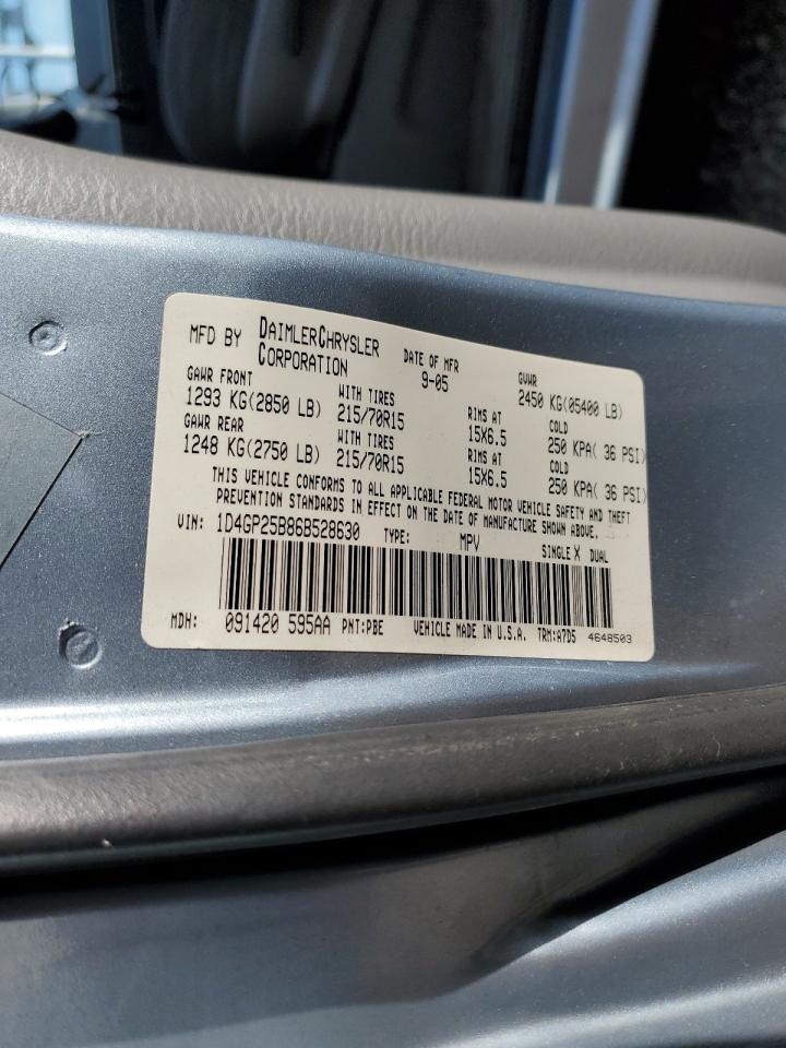 2006 Dodge Caravan Se Blue vin: 1D4GP25B86B528630
