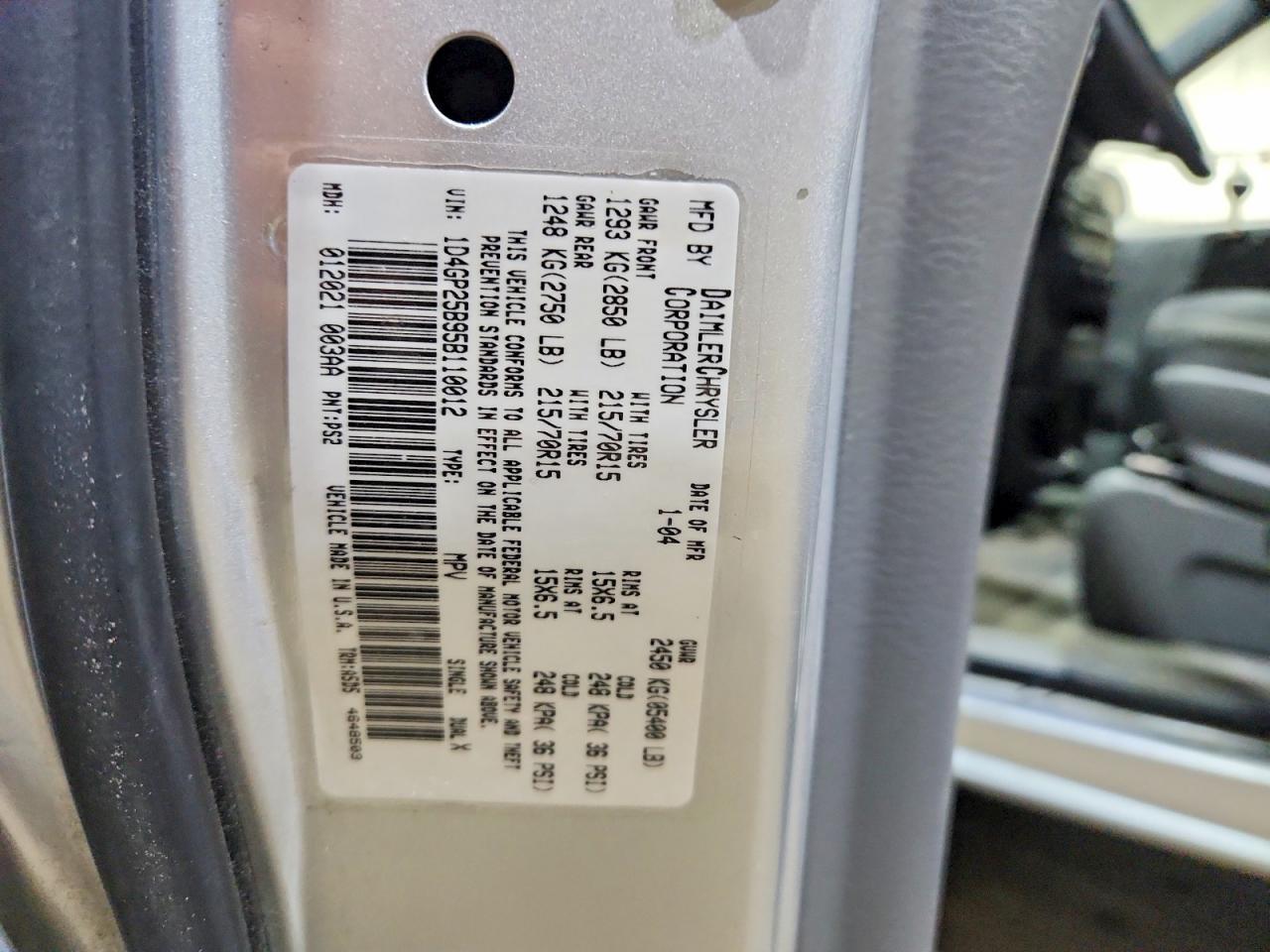 2005 Dodge Caravan Se Silver vin: 1D4GP25B95B110012
