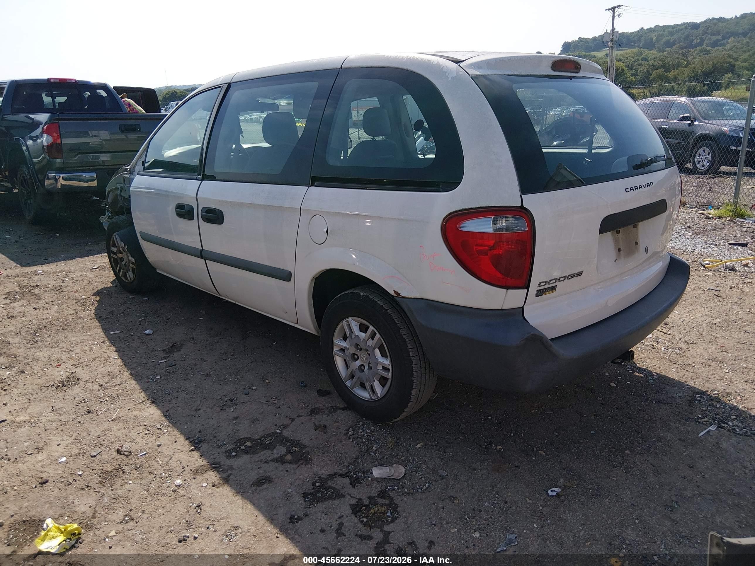 2007 Dodge Caravan Se White vin: 1D4GP25E07B247594