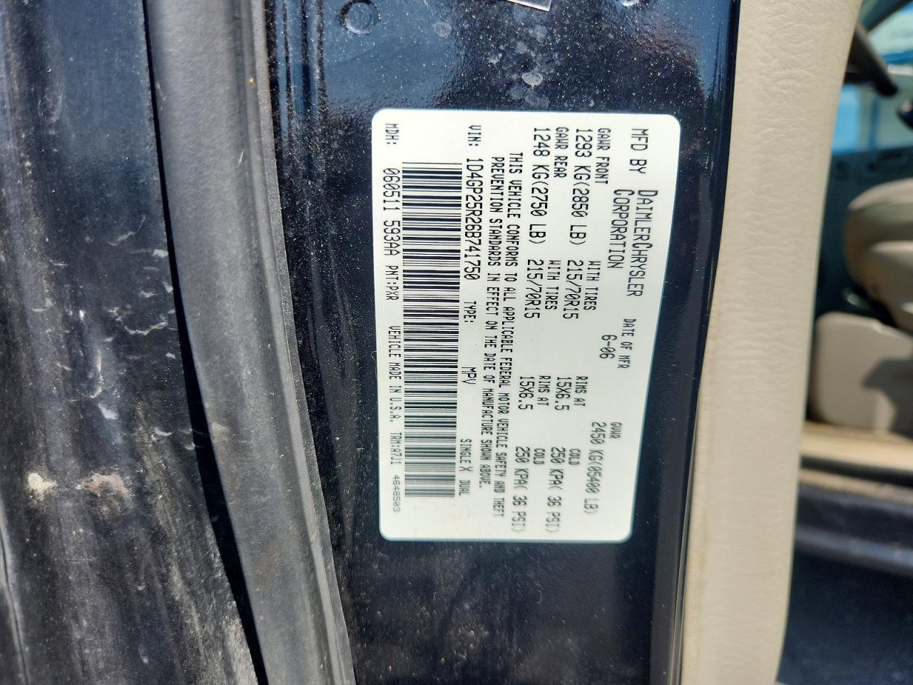 2006 Dodge Caravan Se Black vin: 1D4GP25R26B741750