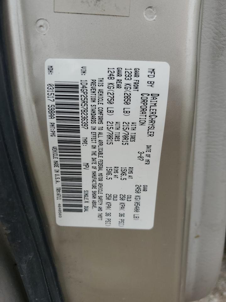 2007 Dodge Caravan Se Золотой vin: 1D4GP25R57B236397