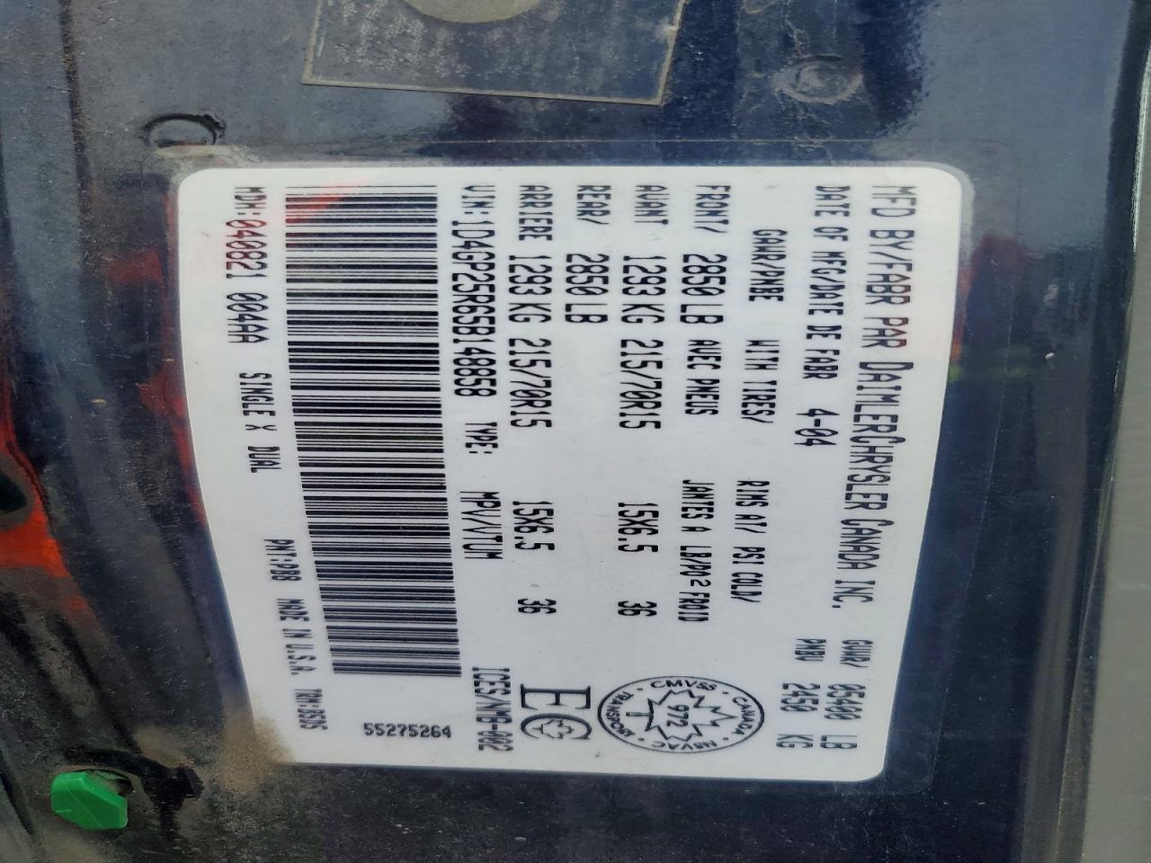2005 Dodge Caravan Se Blue vin: 1D4GP25R65B148858