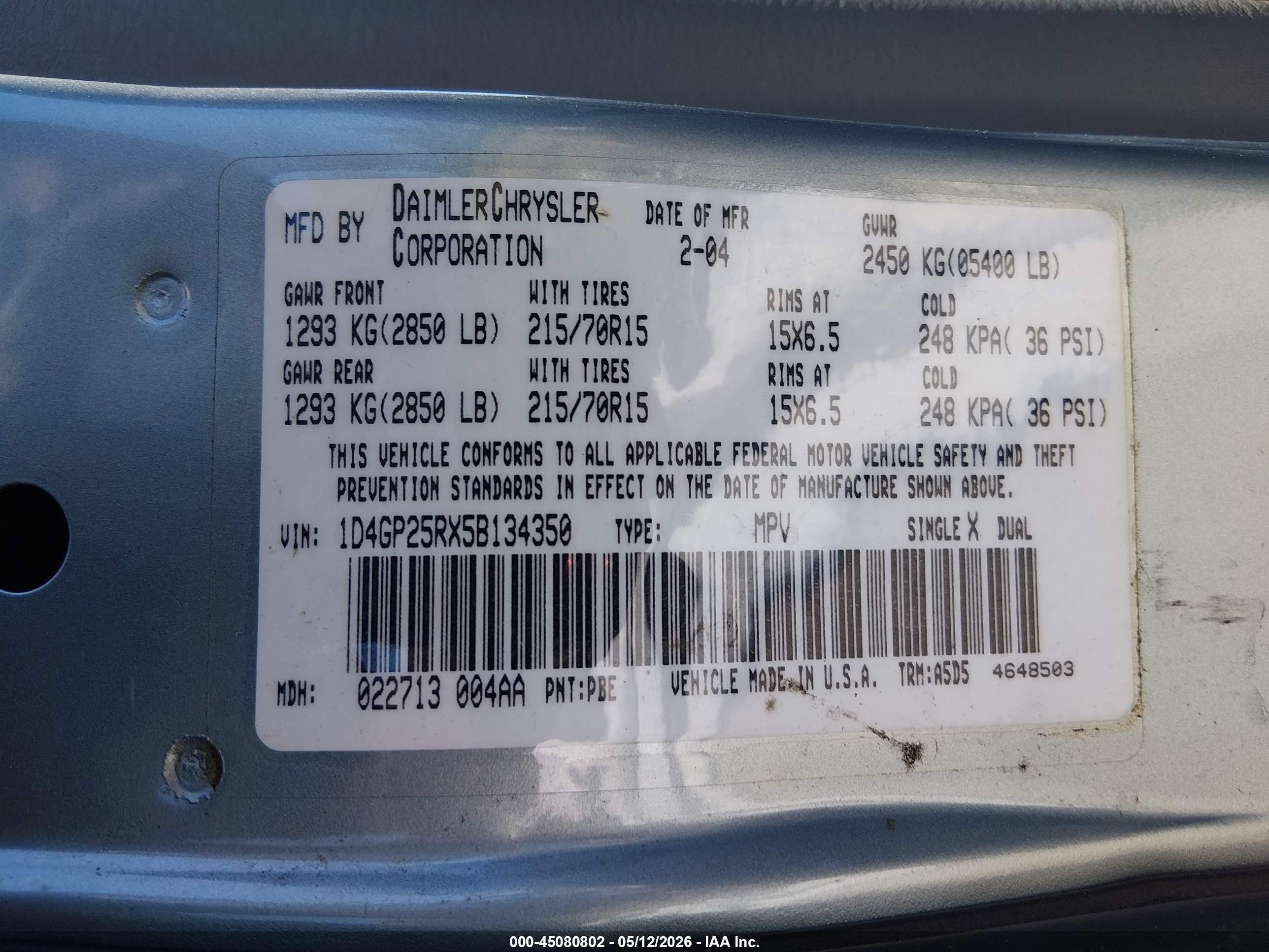2005 Dodge Caravan Se Синий vin: 1D4GP25RX5B134350