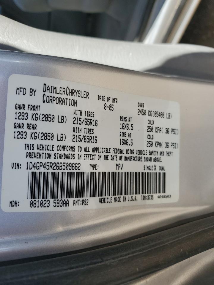2006 Dodge Caravan Sxt Серебряный vin: 1D4GP45R26B509662