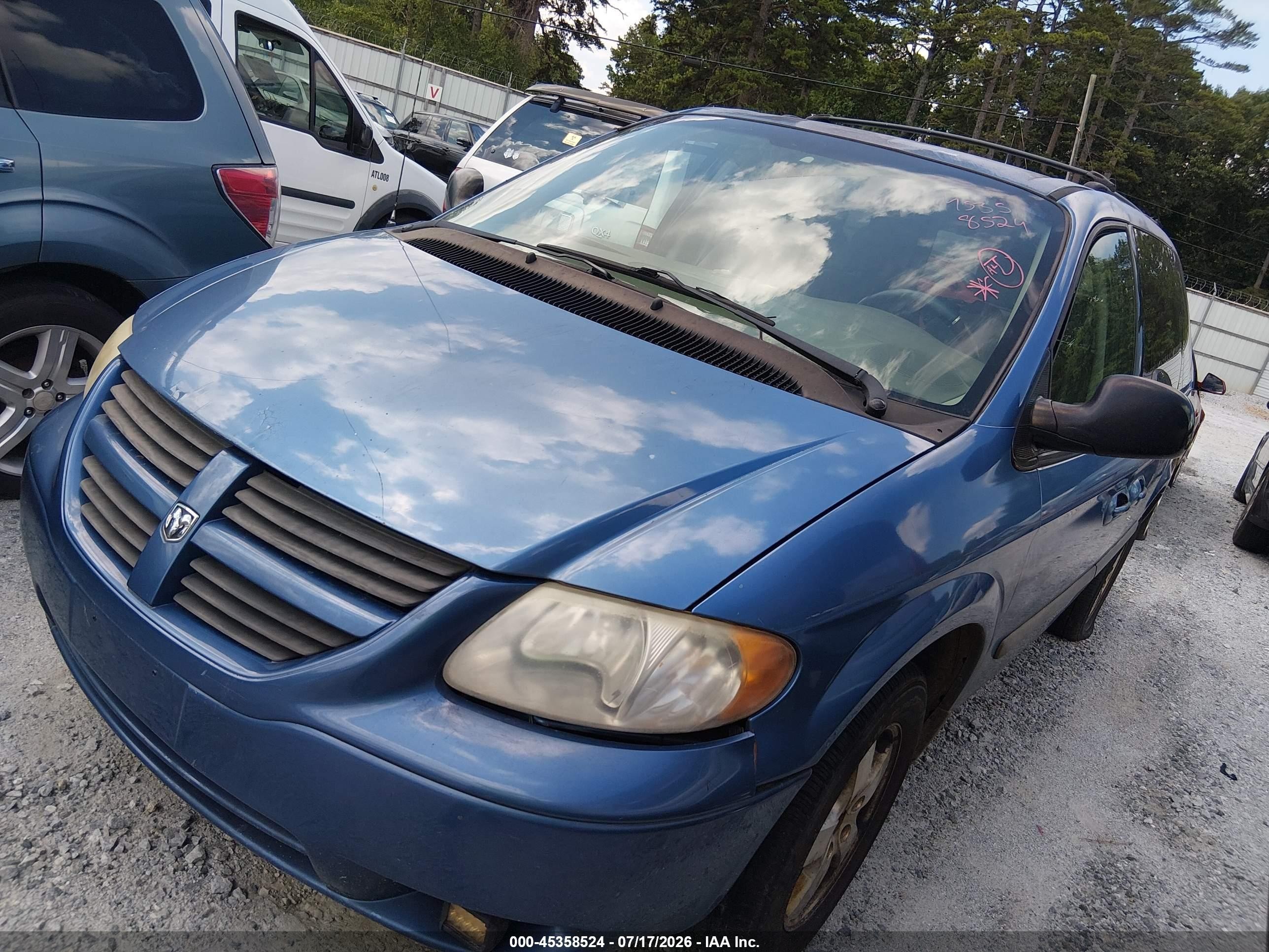 2007 Dodge Caravan Sxt Blue vin: 1D4GP45R27B228723