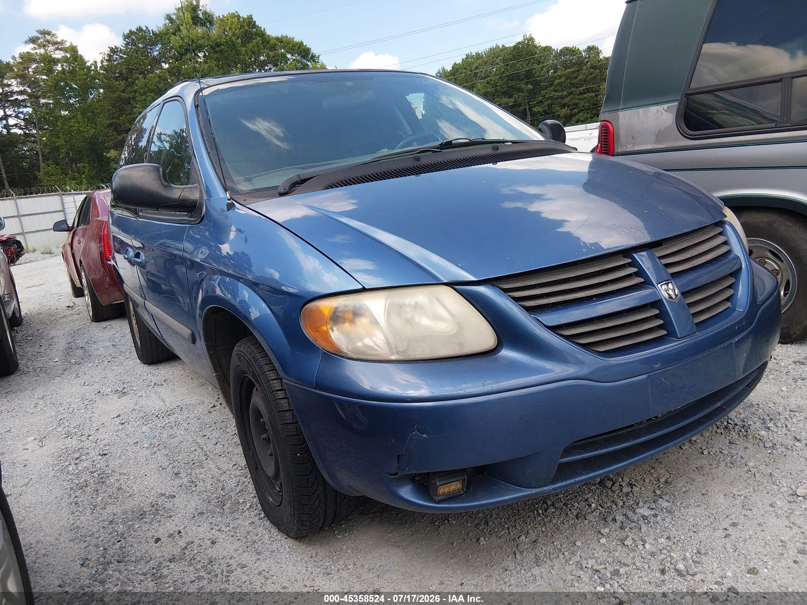2007 Dodge Caravan Sxt Blue vin: 1D4GP45R27B228723