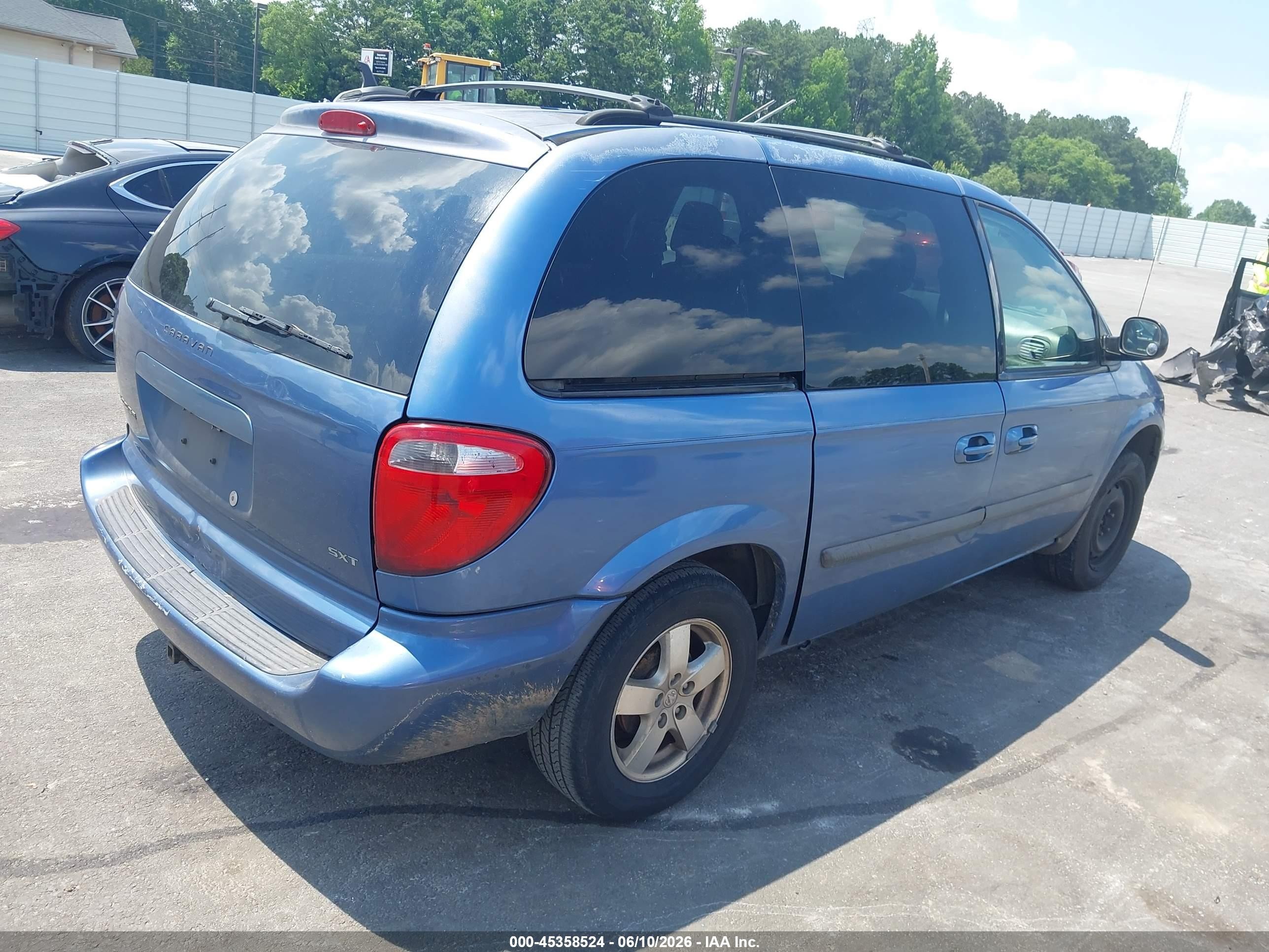 2007 Dodge Caravan Sxt Blue vin: 1D4GP45R27B228723