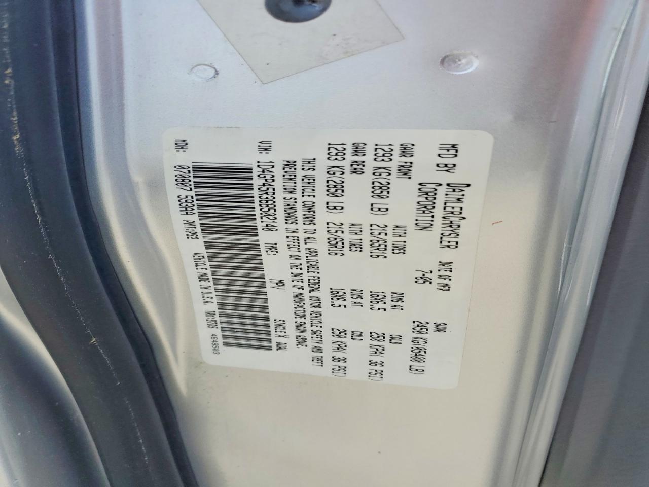 2006 Dodge Caravan Sxt Silver vin: 1D4GP45R36B502140