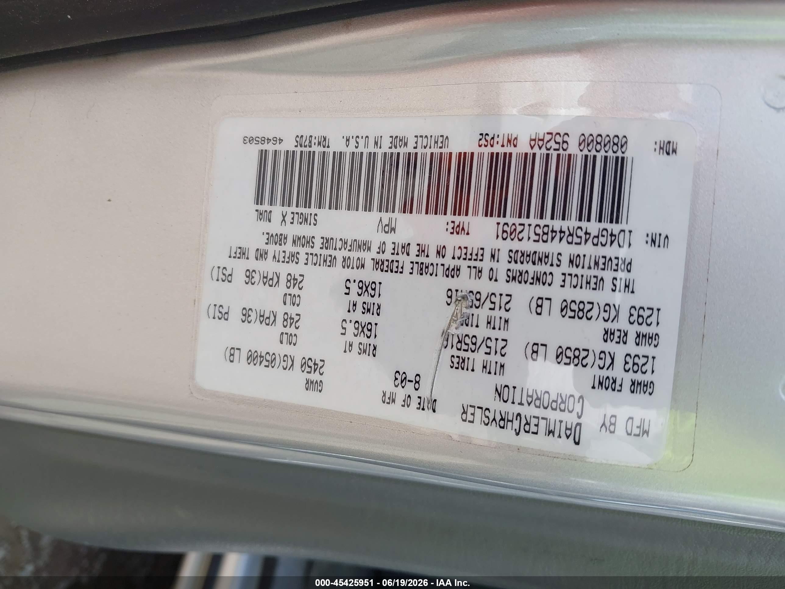 2004 Dodge Caravan Sxt Gray vin: 1D4GP45R44B512091