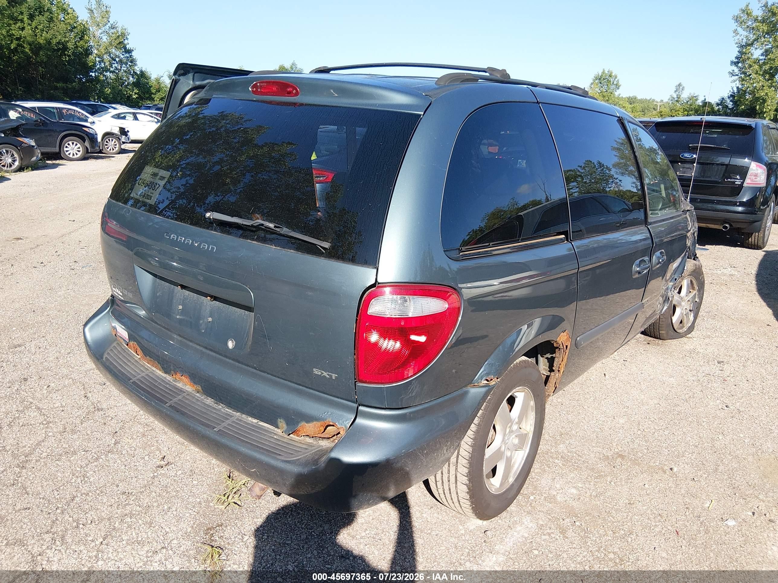 2006 Dodge Caravan Sxt Blue vin: 1D4GP45R46B626031