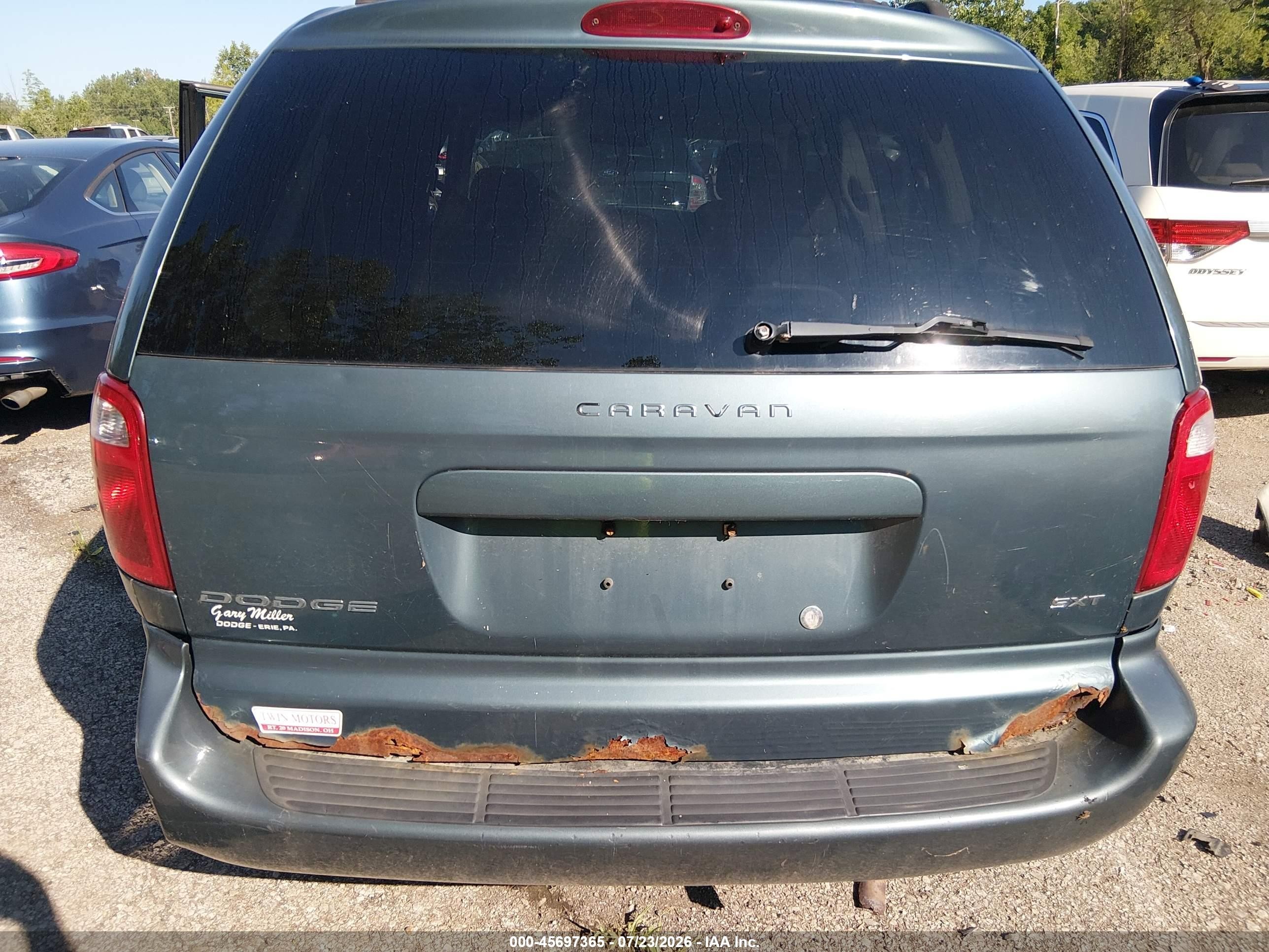 2006 Dodge Caravan Sxt Blue vin: 1D4GP45R46B626031