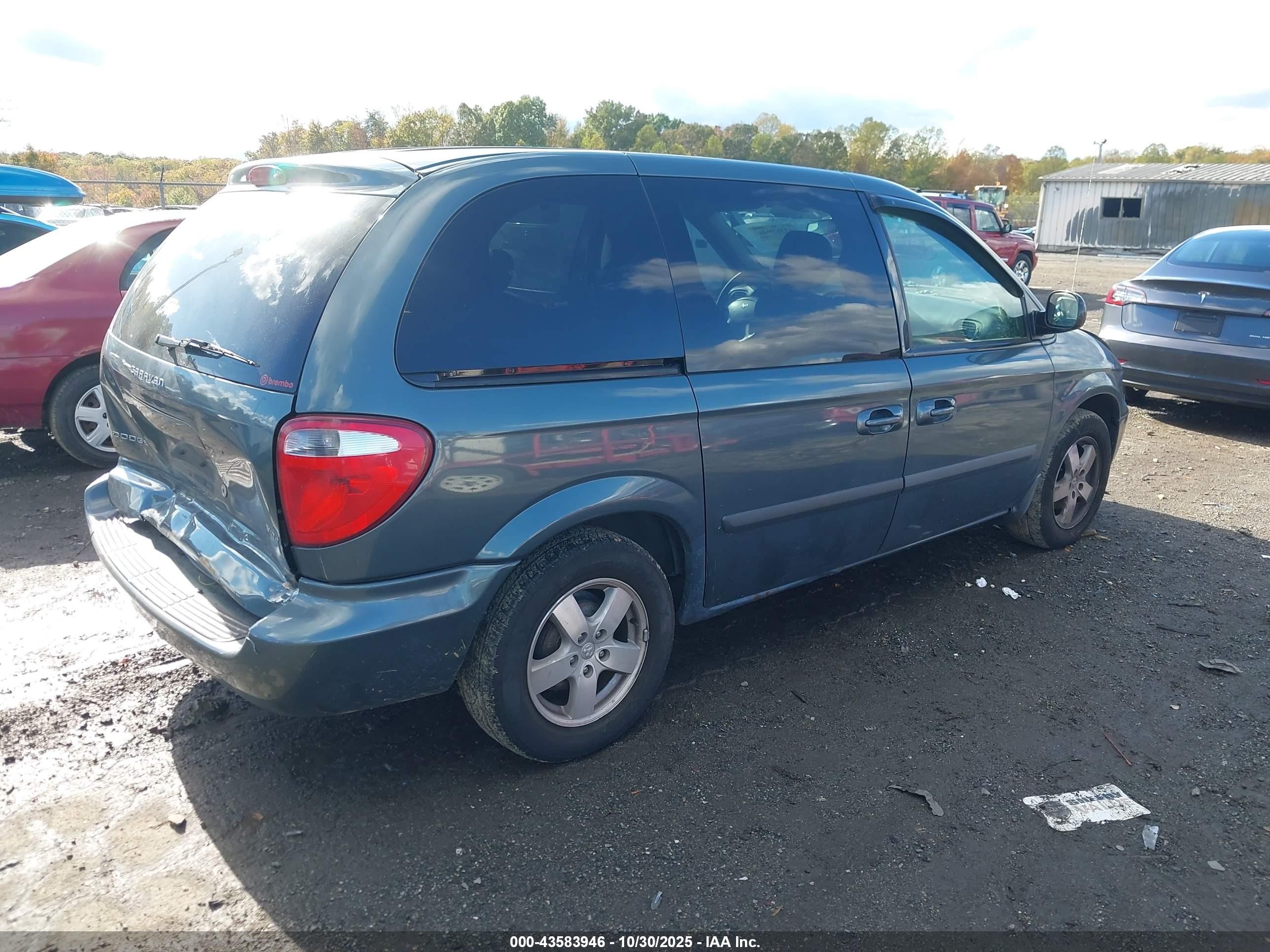 2007 Dodge Caravan Sxt Бирюзовый vin: 1D4GP45R47B175958