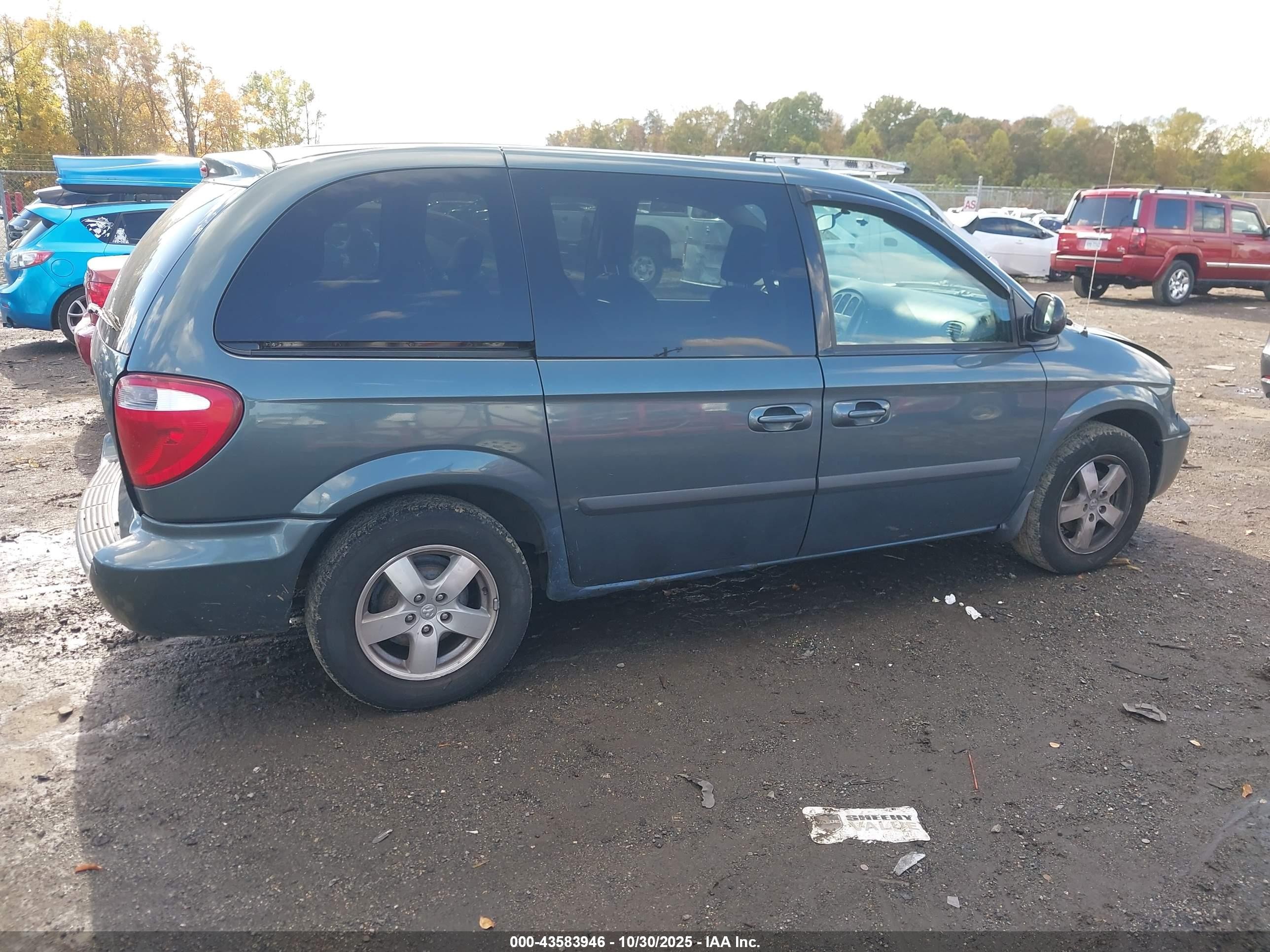 2007 Dodge Caravan Sxt Бирюзовый vin: 1D4GP45R47B175958