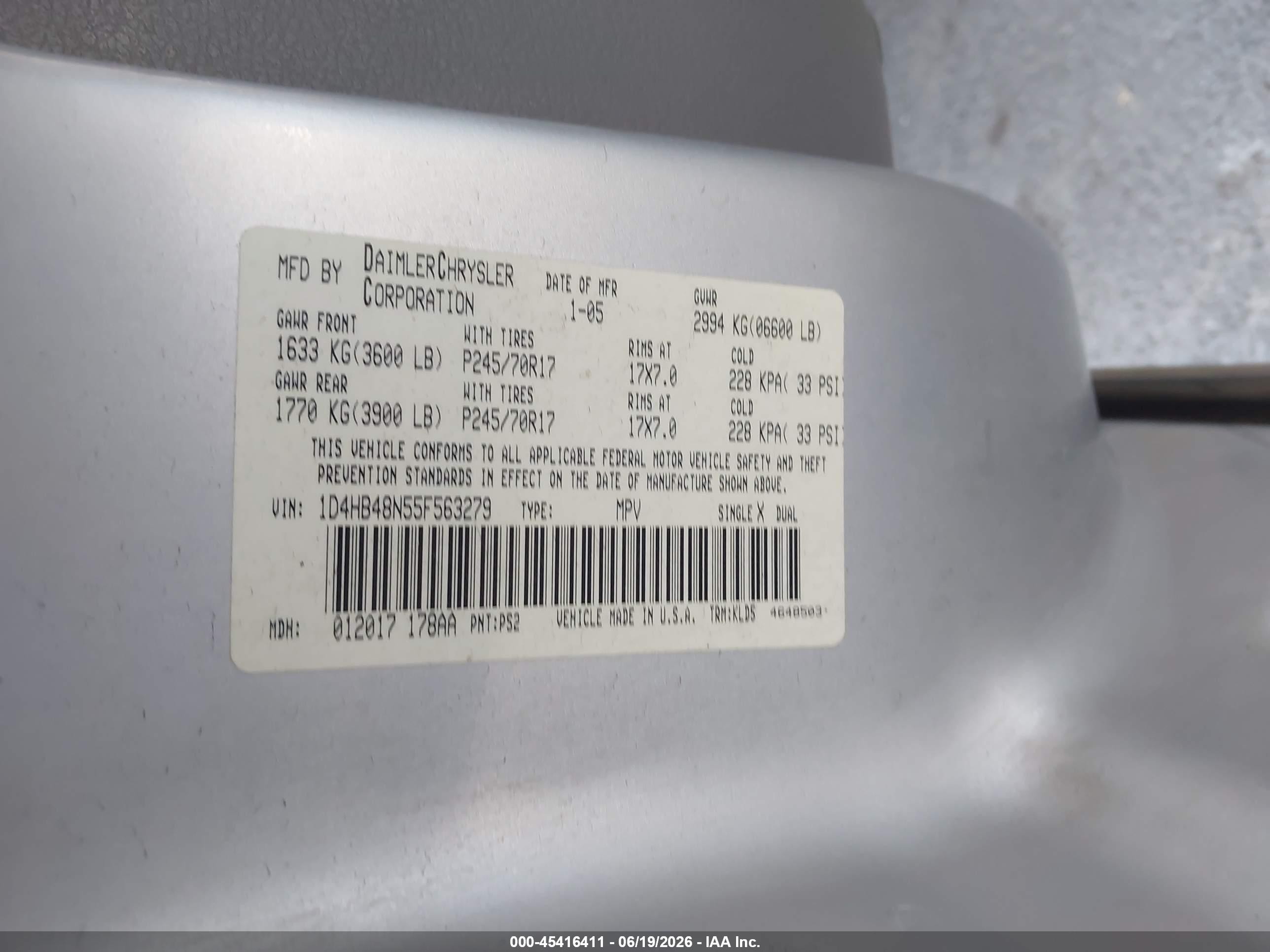 2005 Dodge Durango Slt Silver vin: 1D4HB48N55F563279