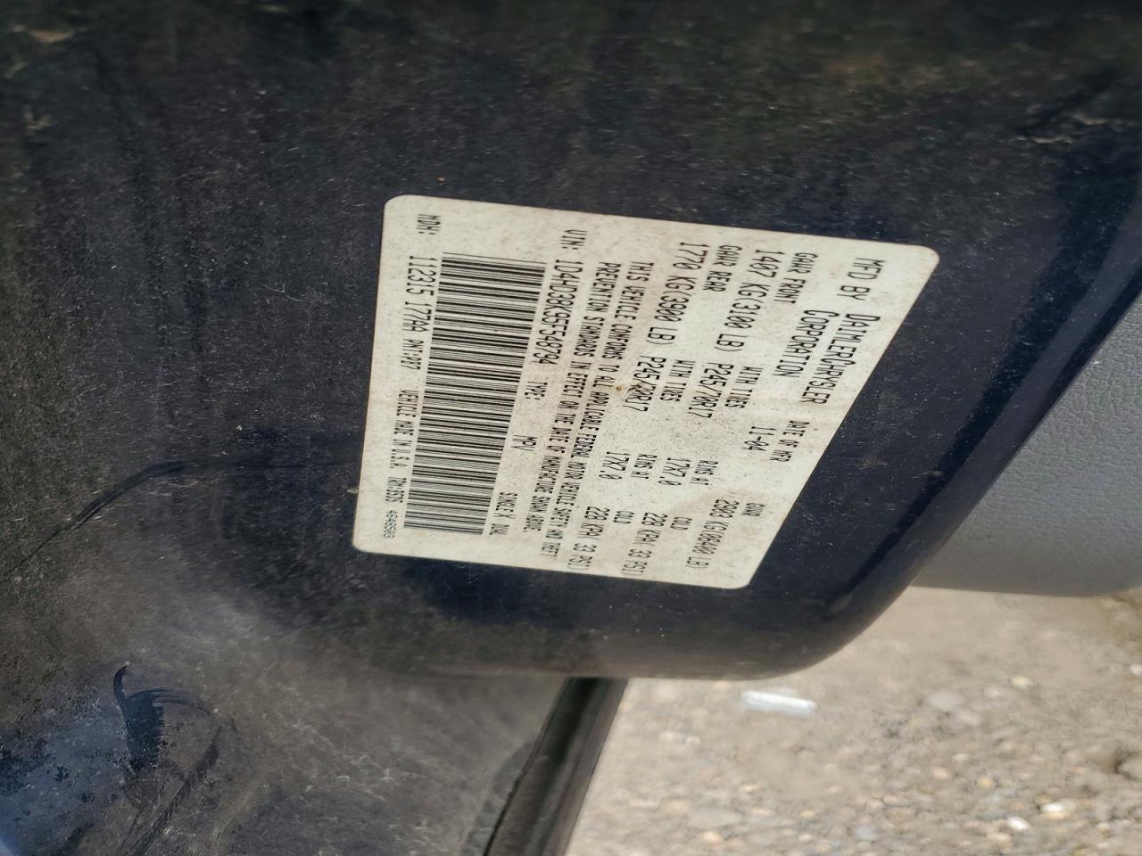 2005 Dodge Durango St Blue vin: 1D4HD38K95F548794