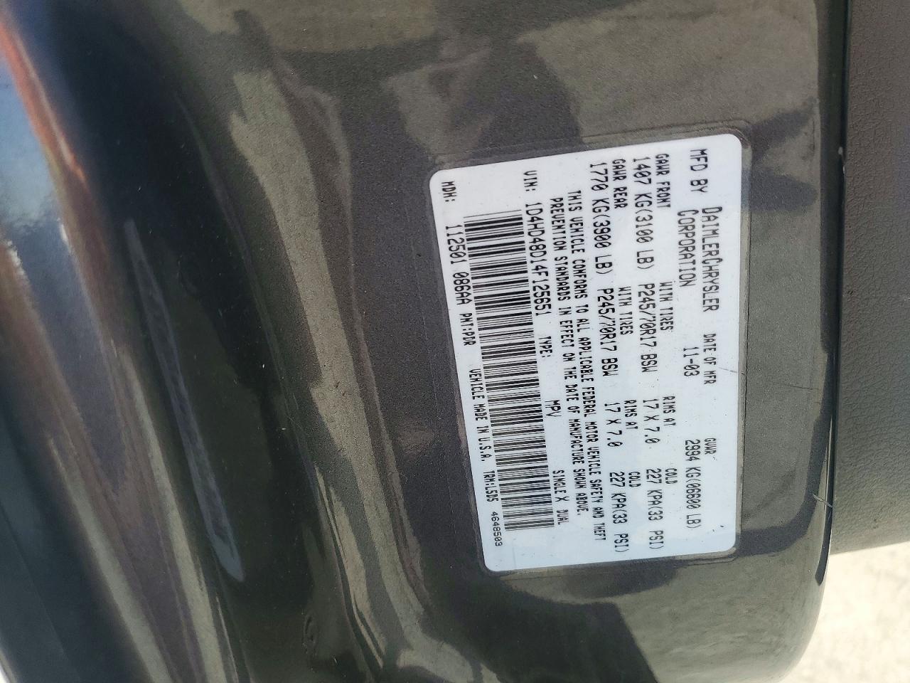 2004 Dodge Durango Slt Gray vin: 1D4HD48D14F125651