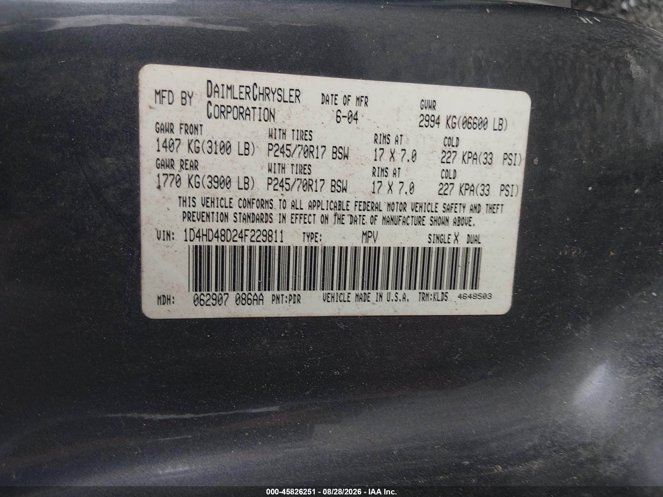 2004 Dodge Durango Slt Gray vin: 1D4HD48D24F229811