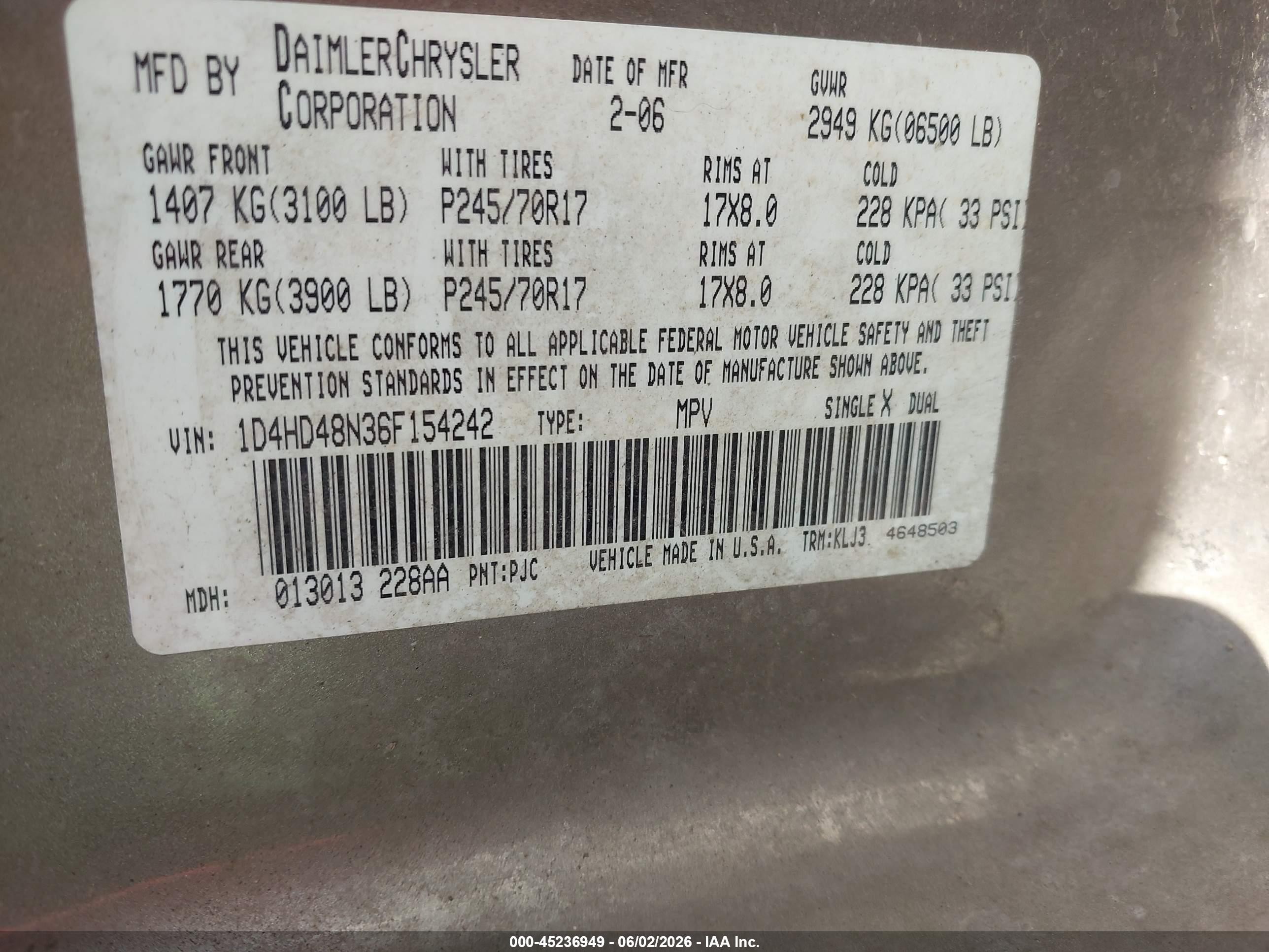 2006 Dodge Durango Slt Золотой vin: 1D4HD48N36F154242