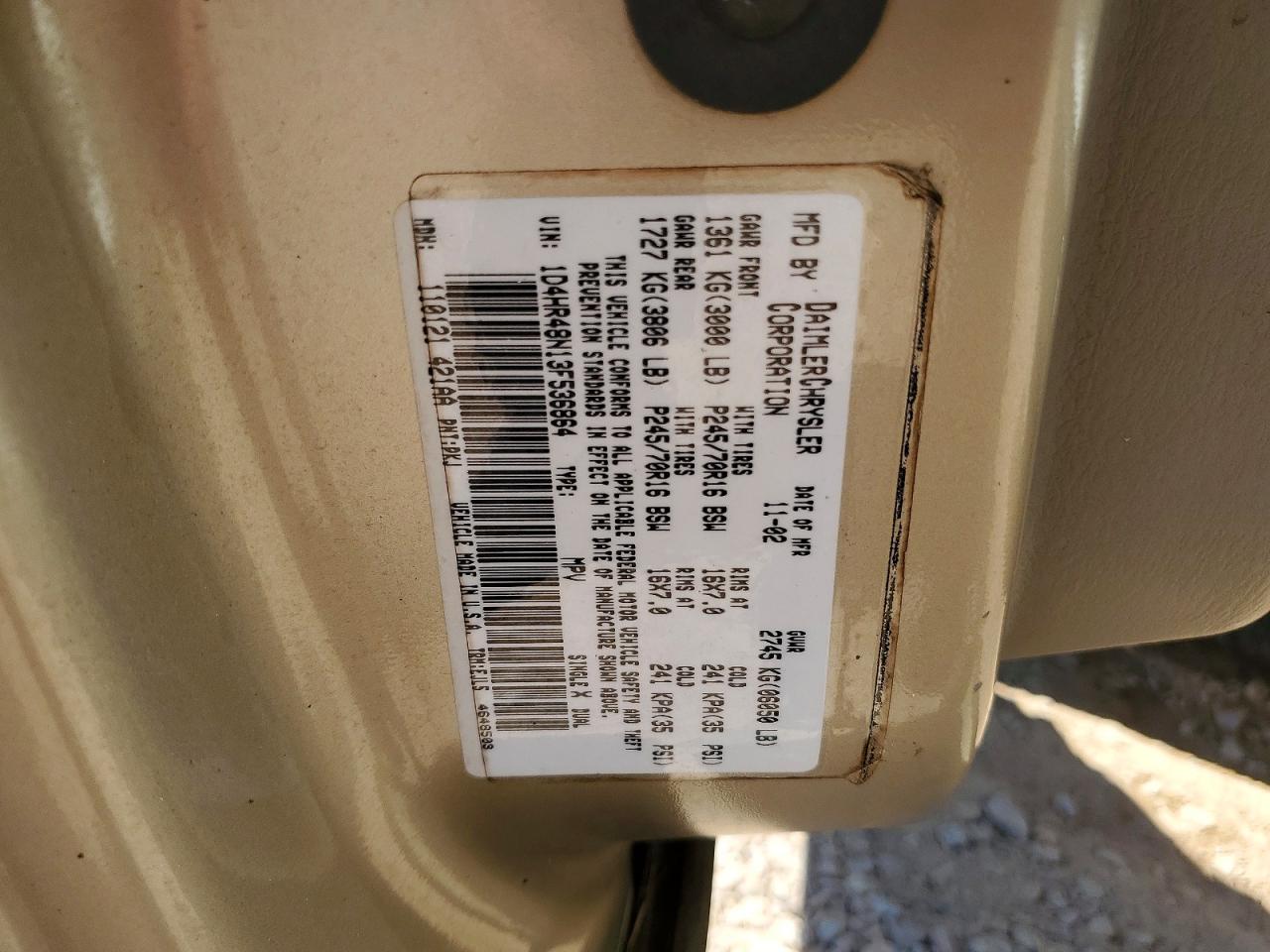 2003 Dodge Durango Slt Gold vin: 1D4HR48N13F536864
