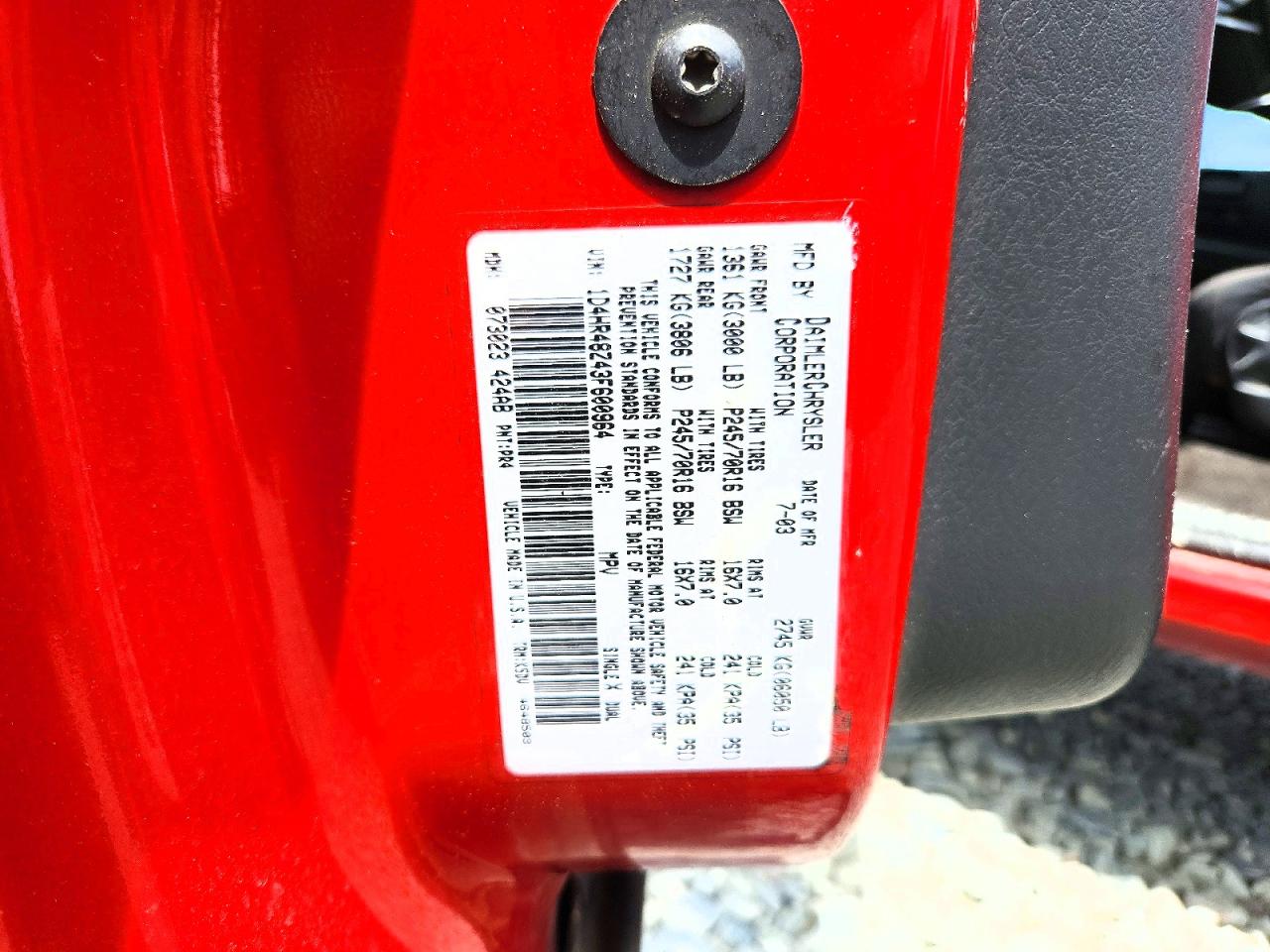 2003 Dodge Durango Slt Red vin: 1D4HR48Z43F600964