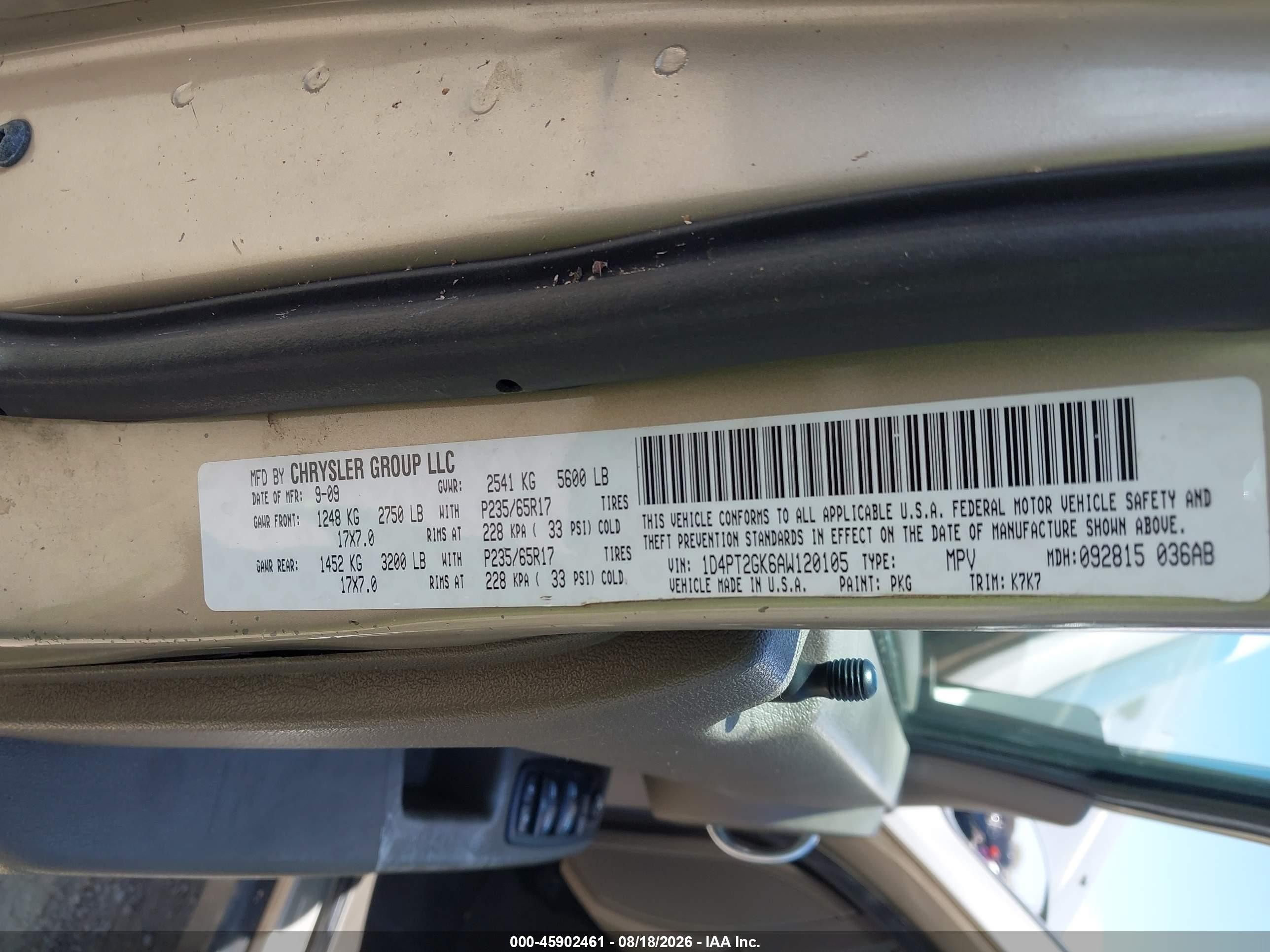2010 Dodge Nitro Se Tan vin: 1D4PT2GK6AW120105