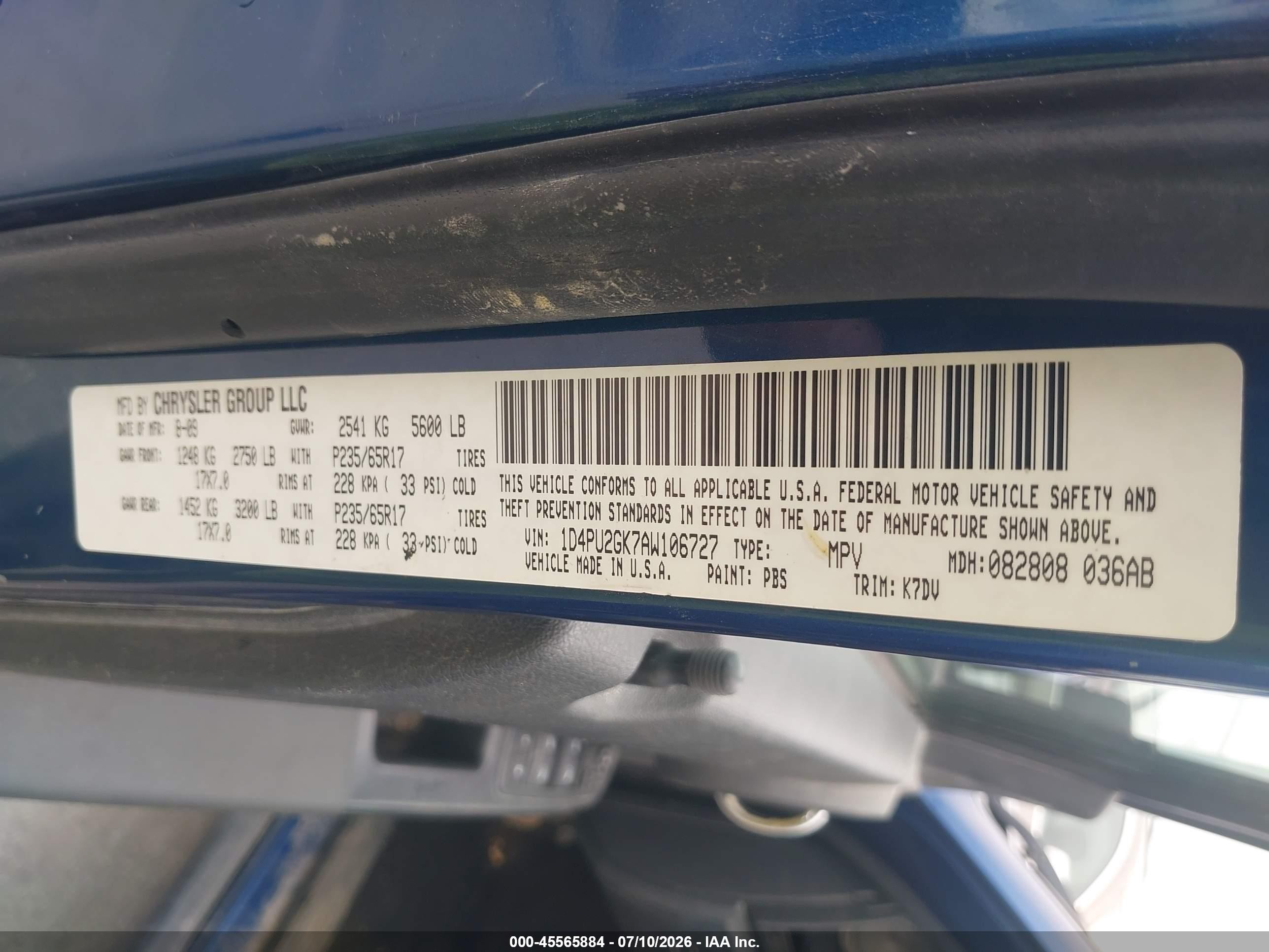 2010 Dodge Nitro Se Blue vin: 1D4PU2GK7AW106727