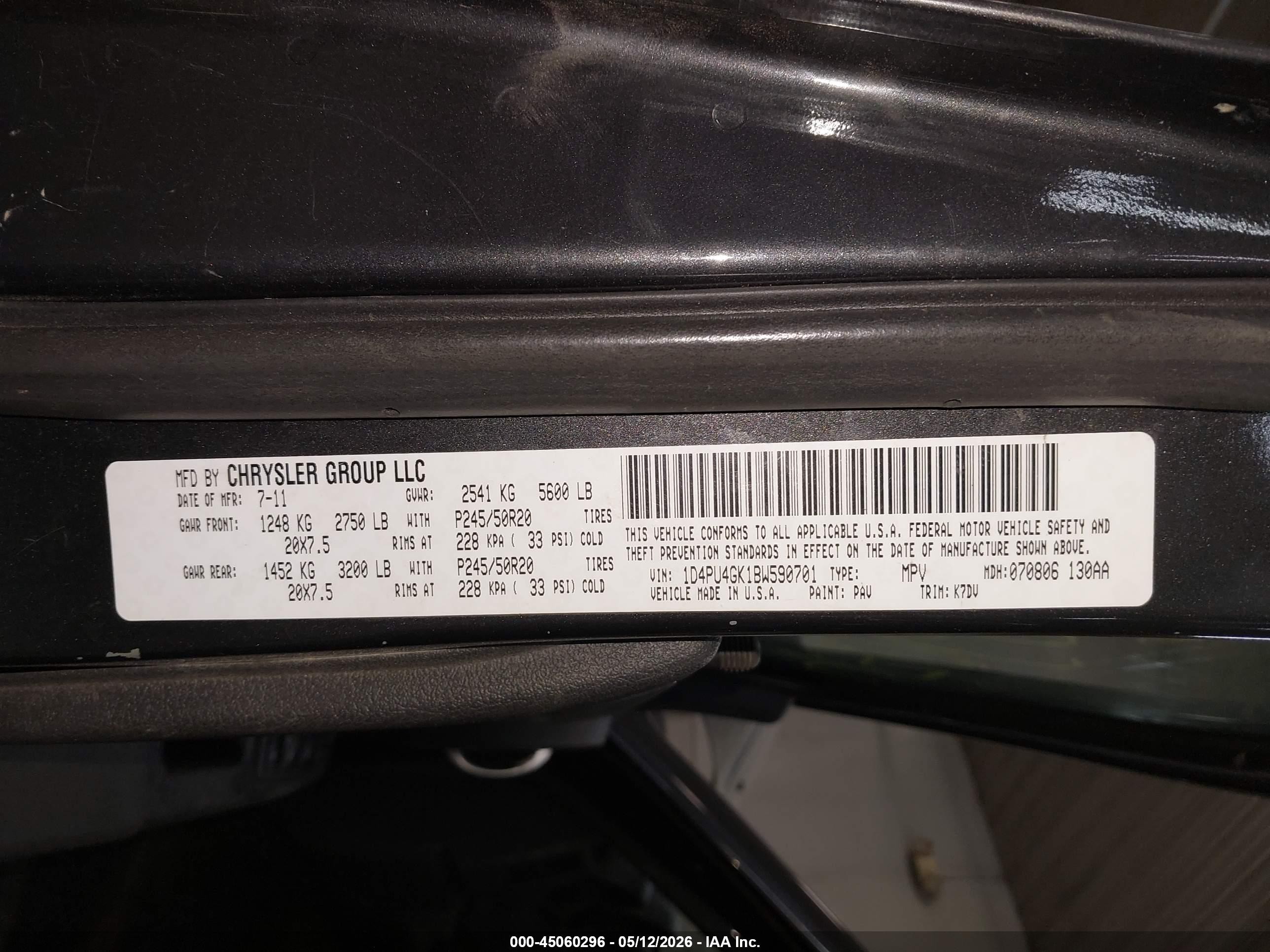 2011 Dodge Nitro Heat Black vin: 1D4PU4GK1BW590701