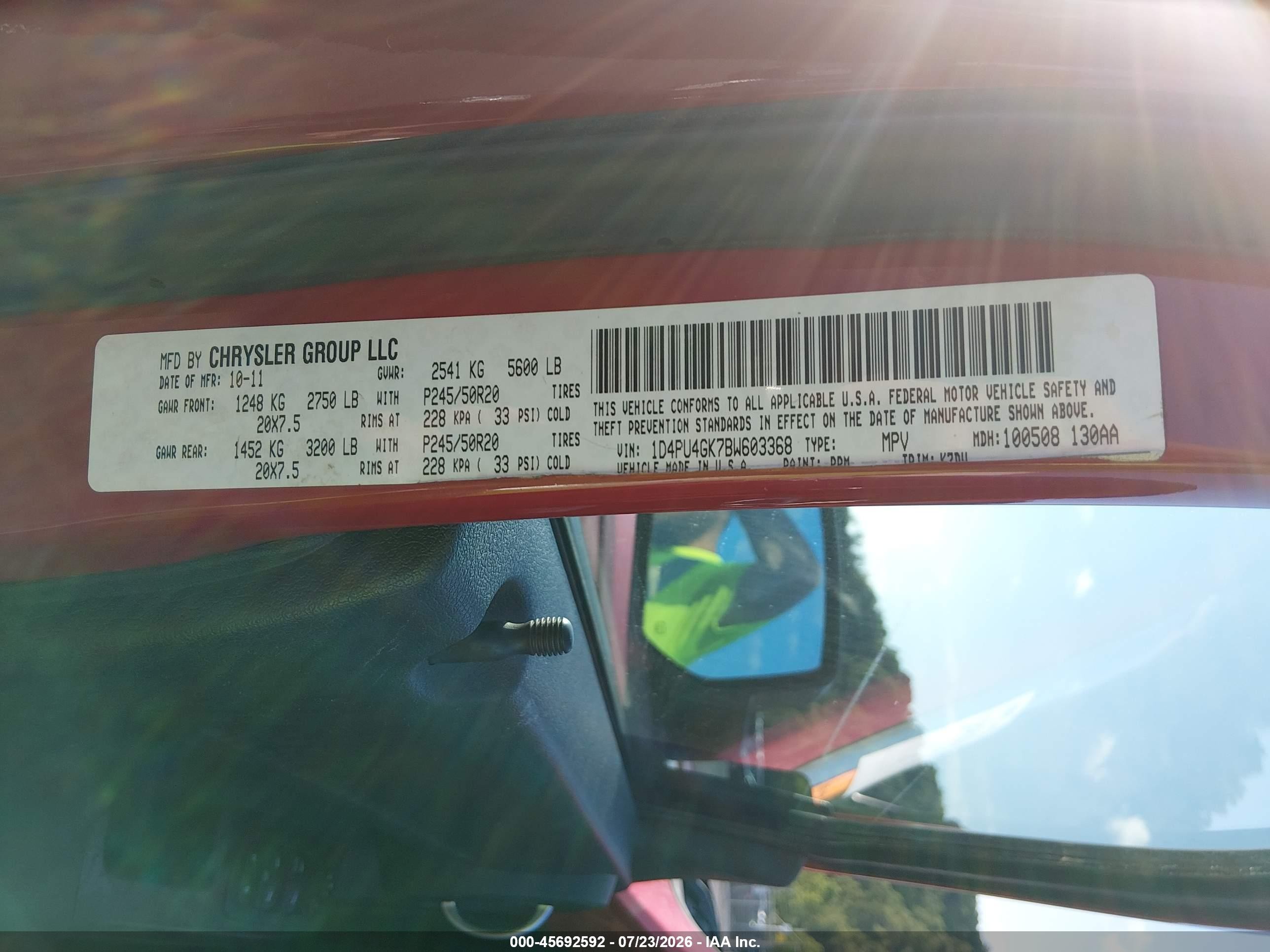 2011 Dodge Nitro Heat Red vin: 1D4PU4GK7BW603368