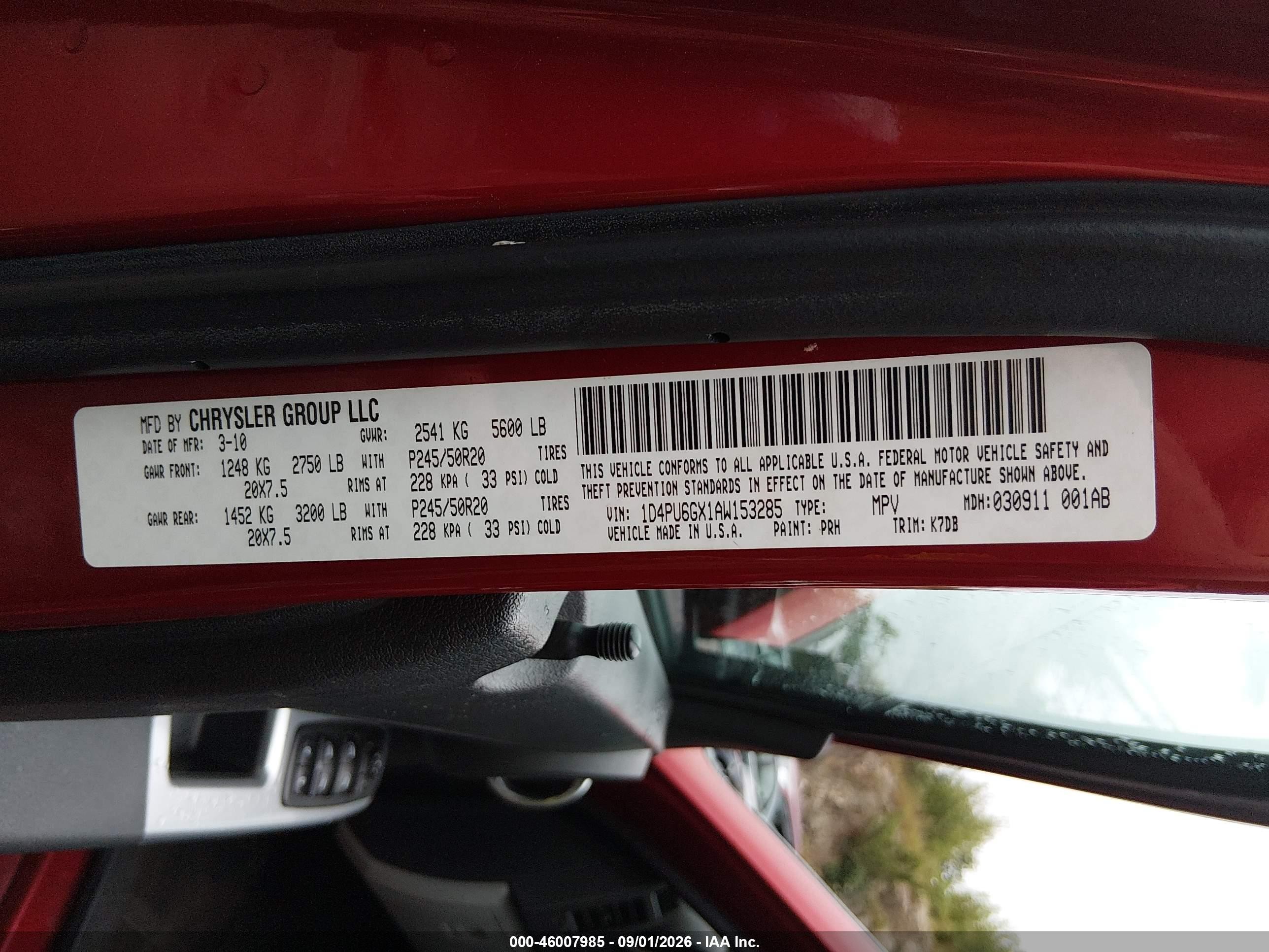 2010 Dodge Nitro Detonator Red vin: 1D4PU6GX1AW153285