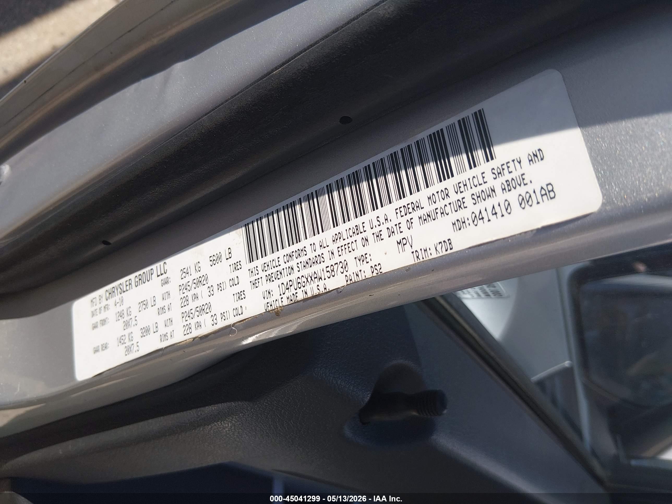 2010 Dodge Nitro Detonator Silver vin: 1D4PU6GXXAW158730
