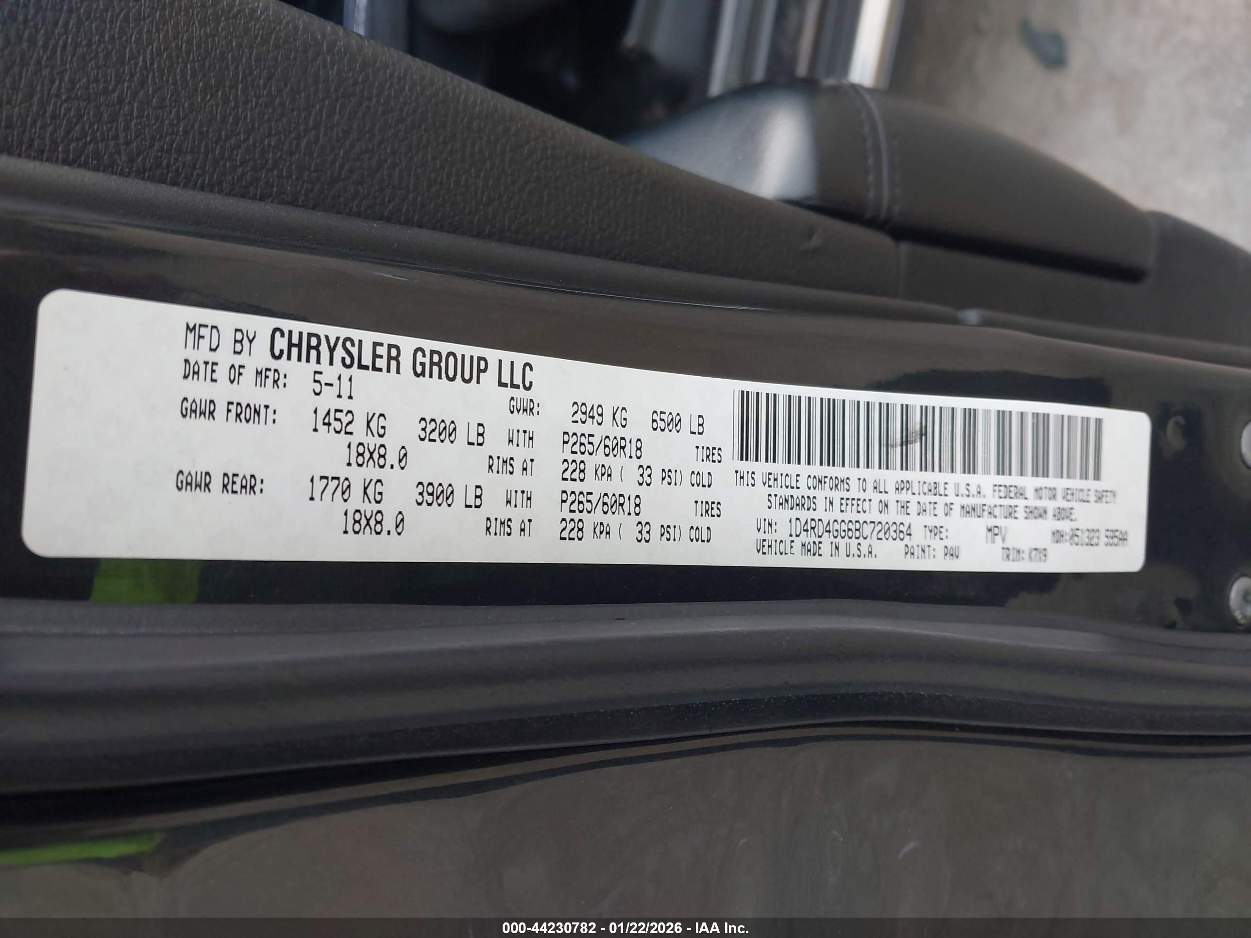 2011 Dodge Durango Crew Gray vin: 1D4RD4GG6BC720364
