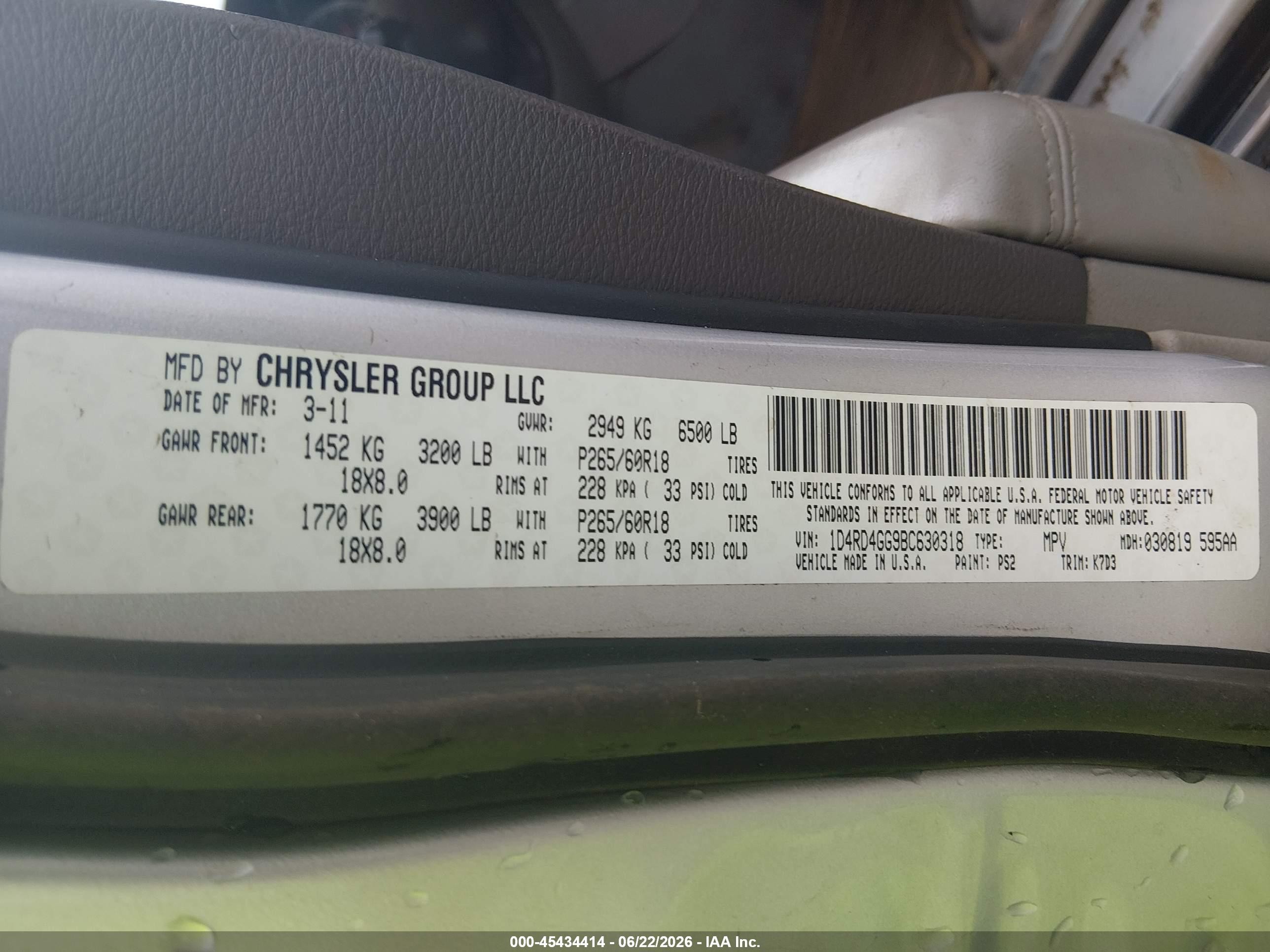 2011 Dodge Durango Crew Gray vin: 1D4RD4GG9BC630318