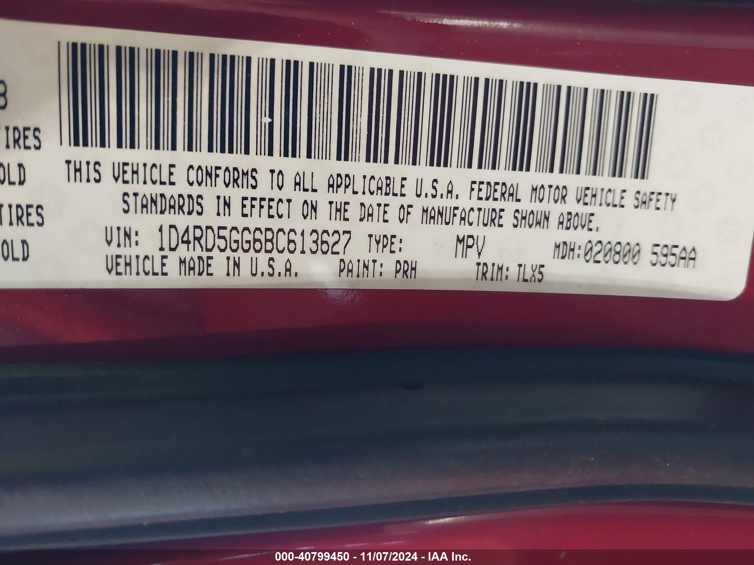 2011 Dodge Durango Citadel Red vin: 1D4RD5GG6BC613627