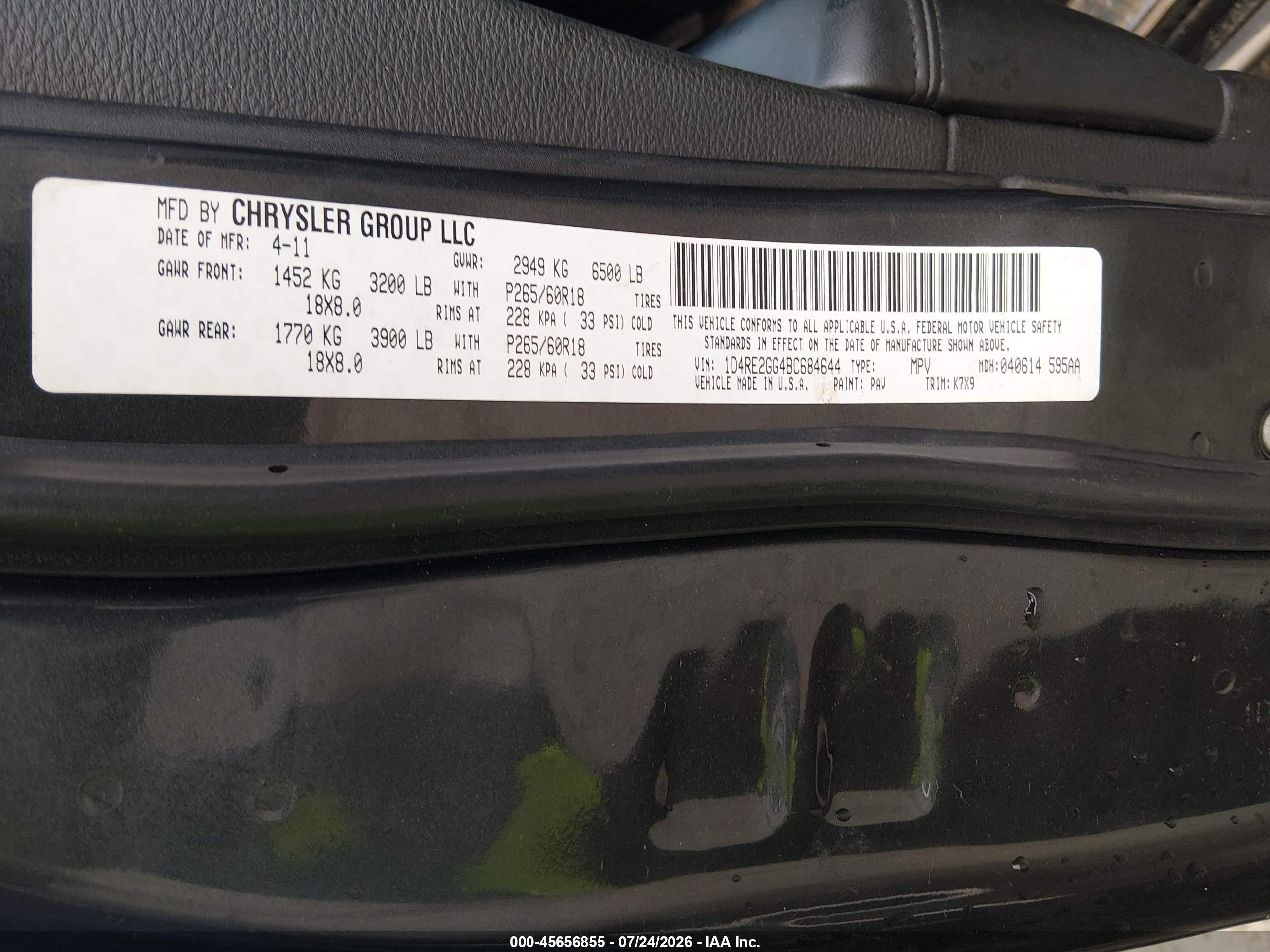 2011 Dodge Durango Express Black vin: 1D4RE2GG4BC684644
