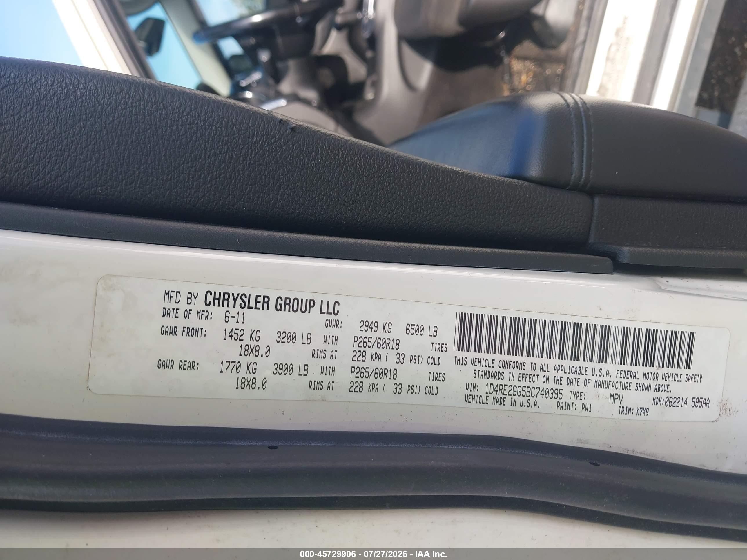 2011 Dodge Durango Express White vin: 1D4RE2GG5BC740395