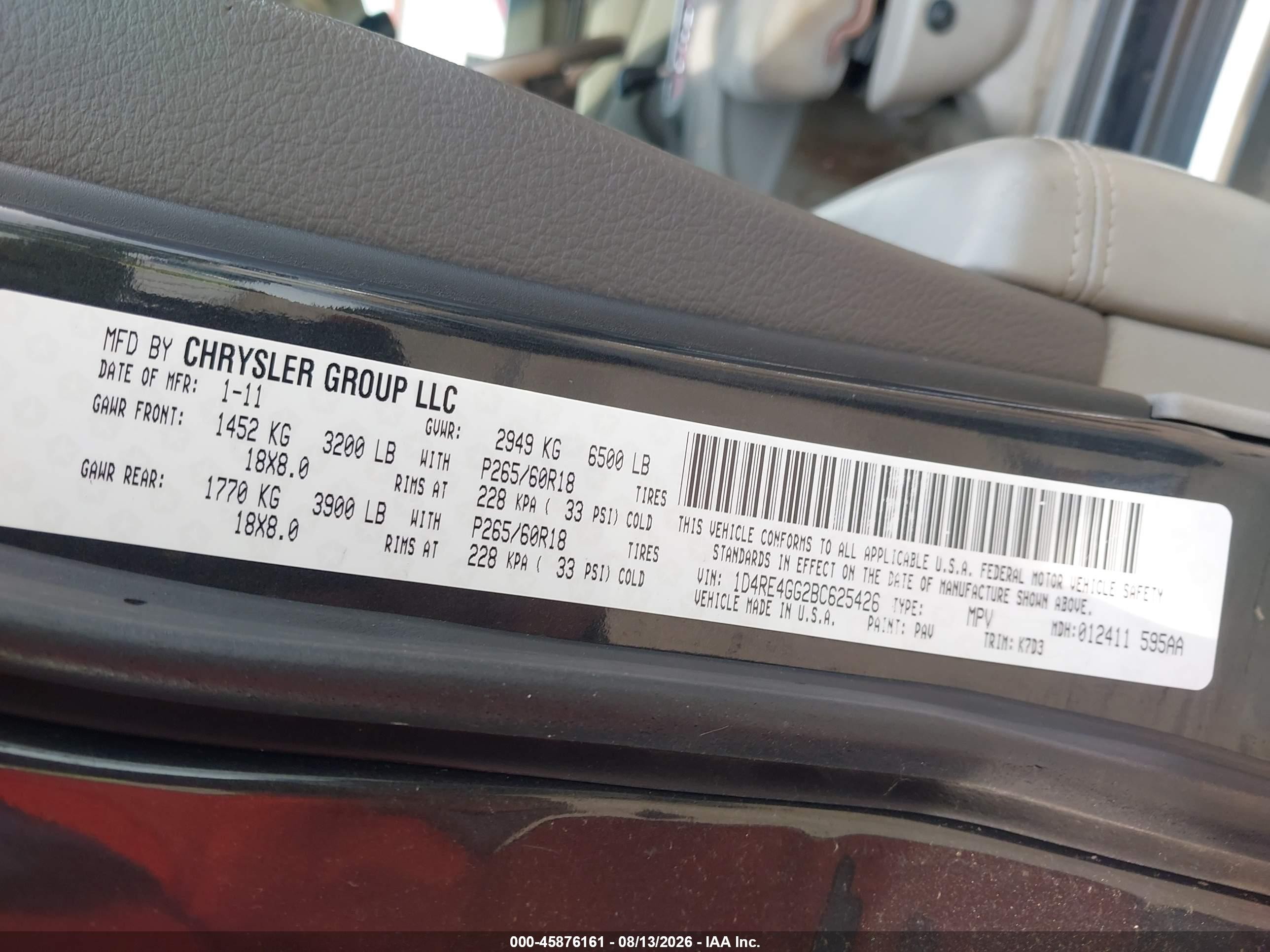 2011 Dodge Durango Crew Gray vin: 1D4RE4GG2BC625426