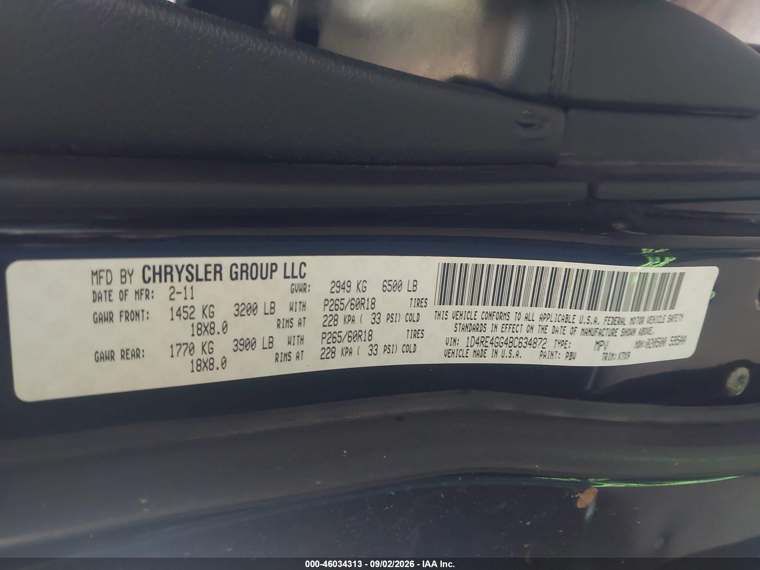 2011 Dodge Durango Crew Black vin: 1D4RE4GG4BC634872